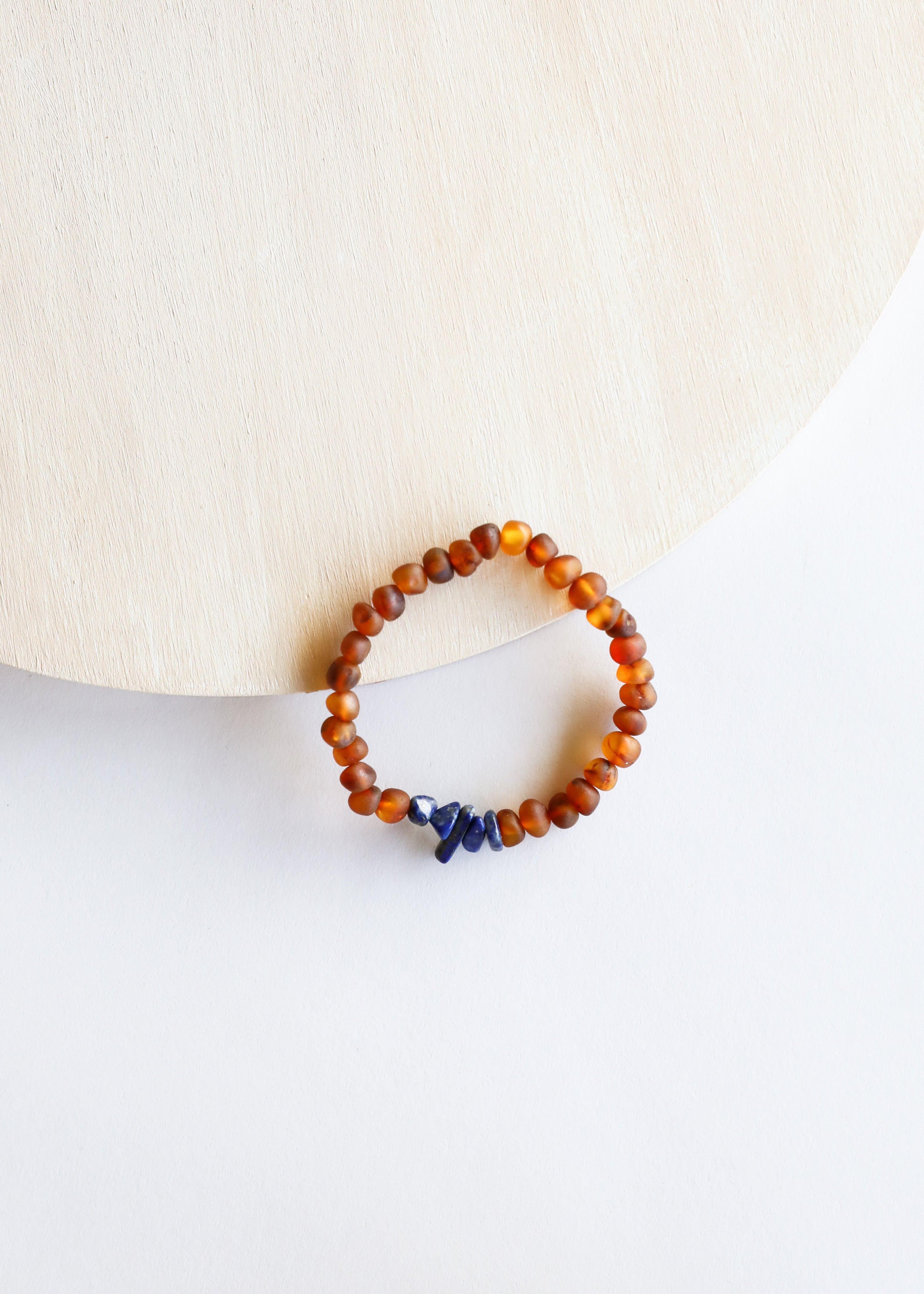 Raw Cognac Baltic Amber + Lapis Lazuli || Adult Bracelet