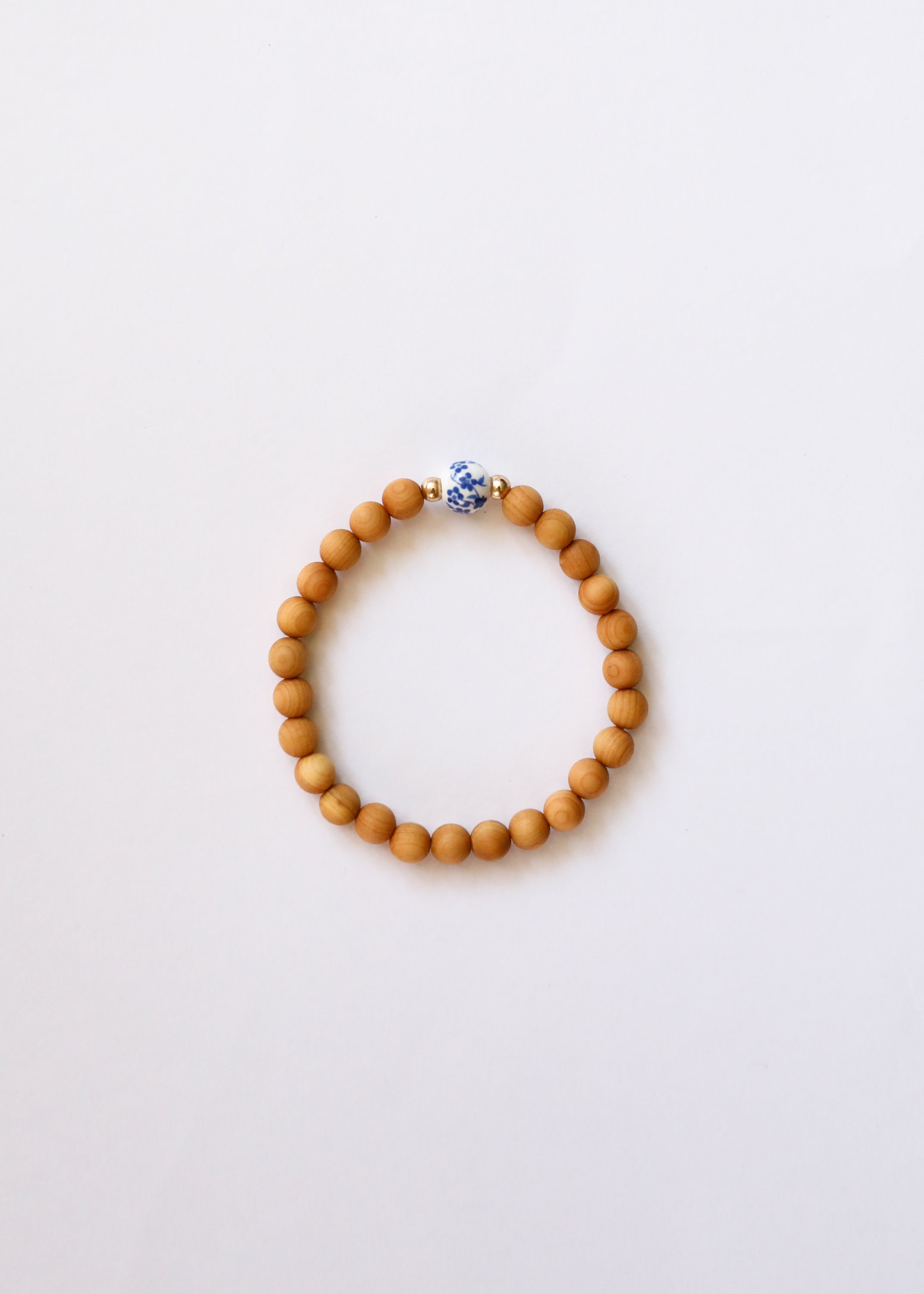 Cypress Wood || 14K Gold Filled + Flowers || Beaded Bracelet