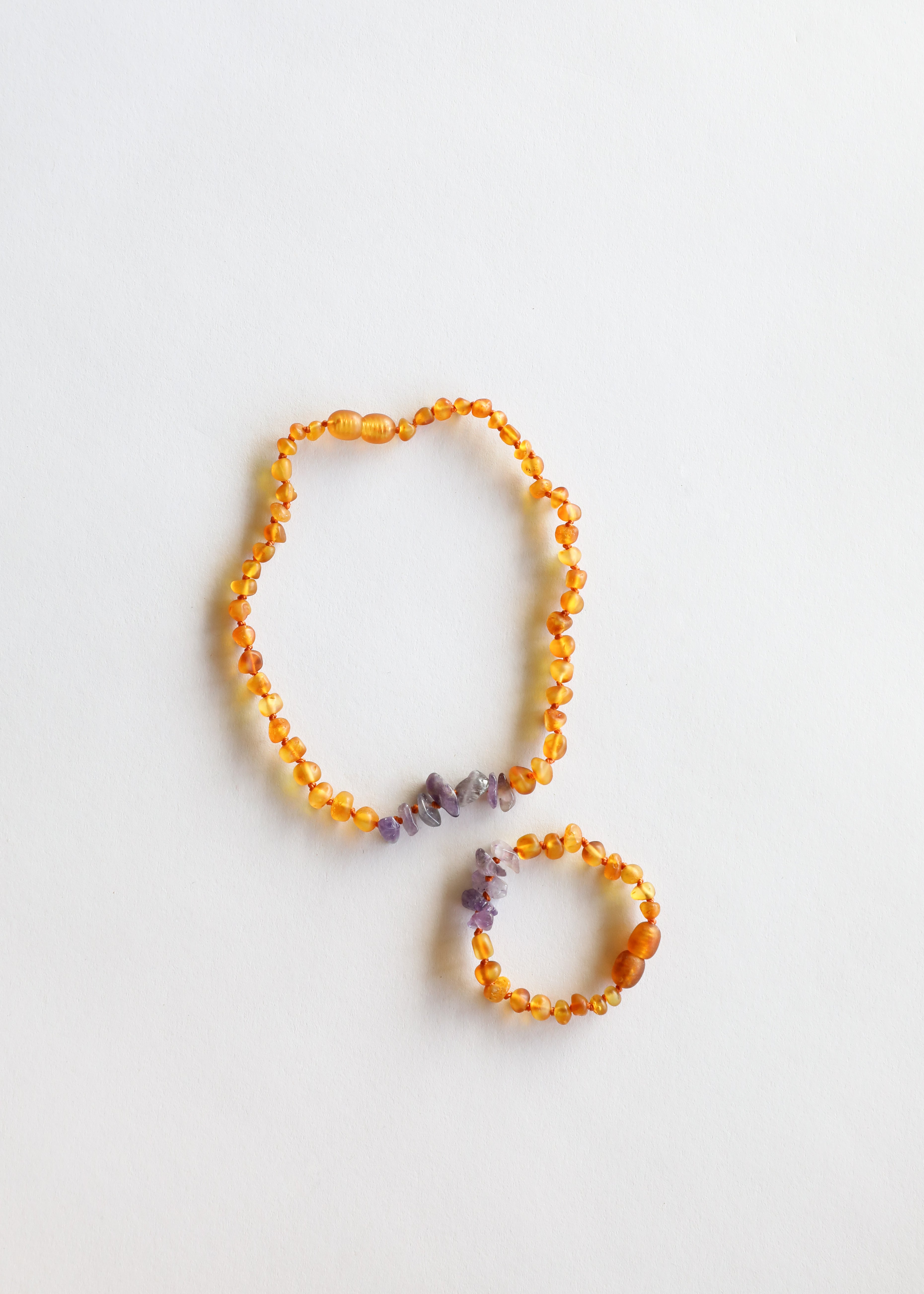 Raw Honey Baltic Amber + Raw Amethyst || Kids Set