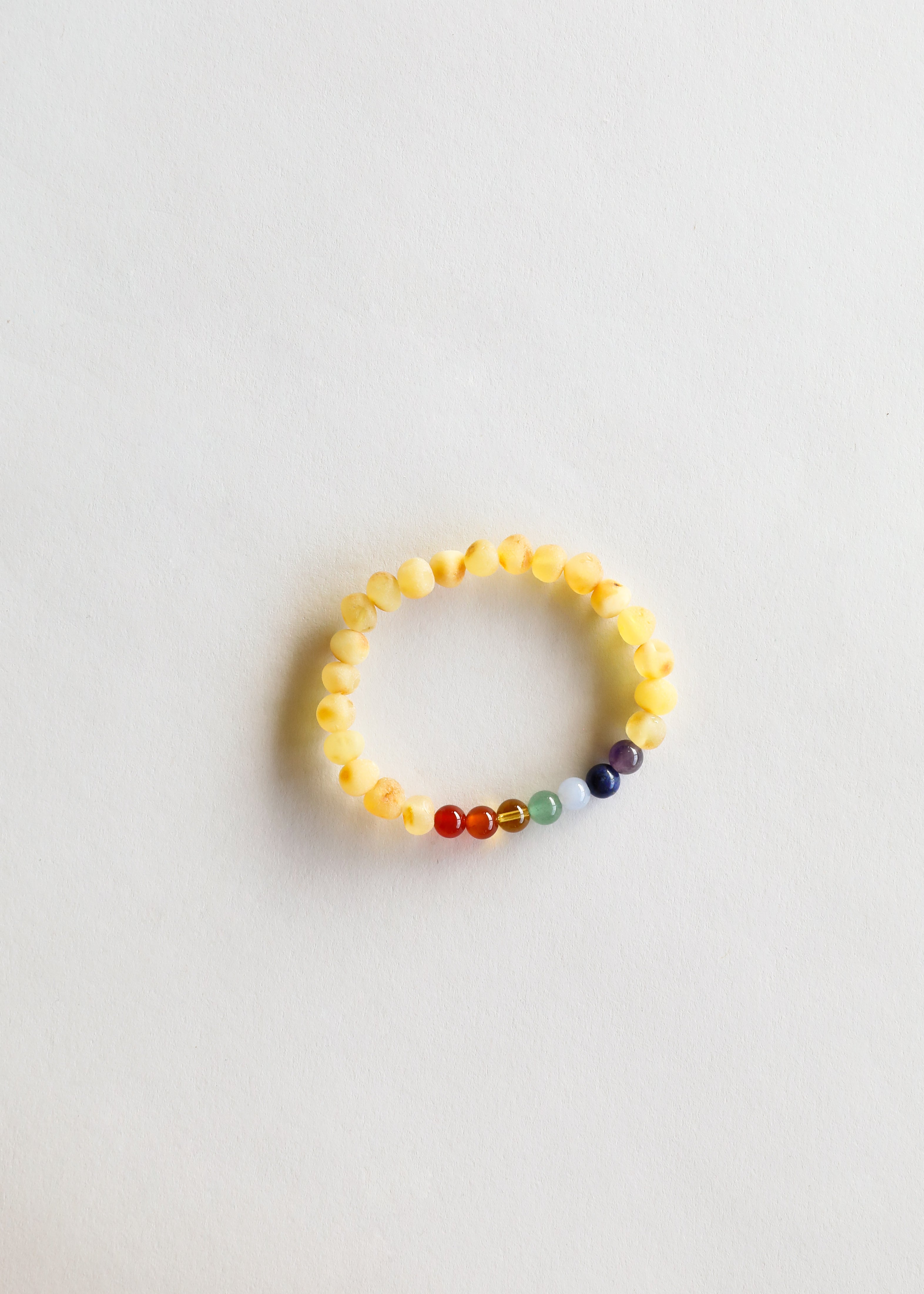 Raw Honey Baltic Amber + CHAKRA Crystals || Adult Bracelet