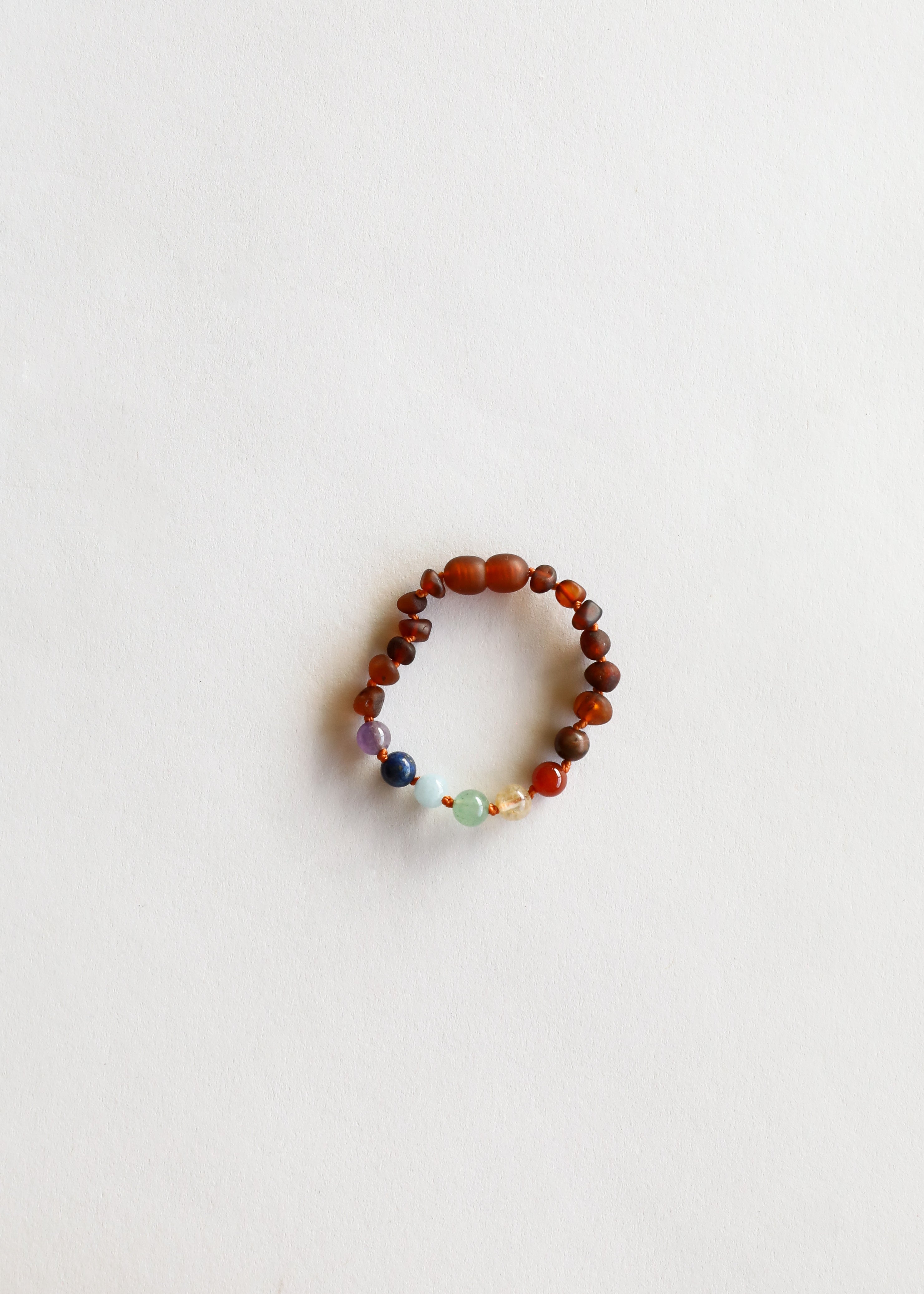 Raw Cognac Baltic Amber + CHAKRA Crystals ||  Bracelet Set