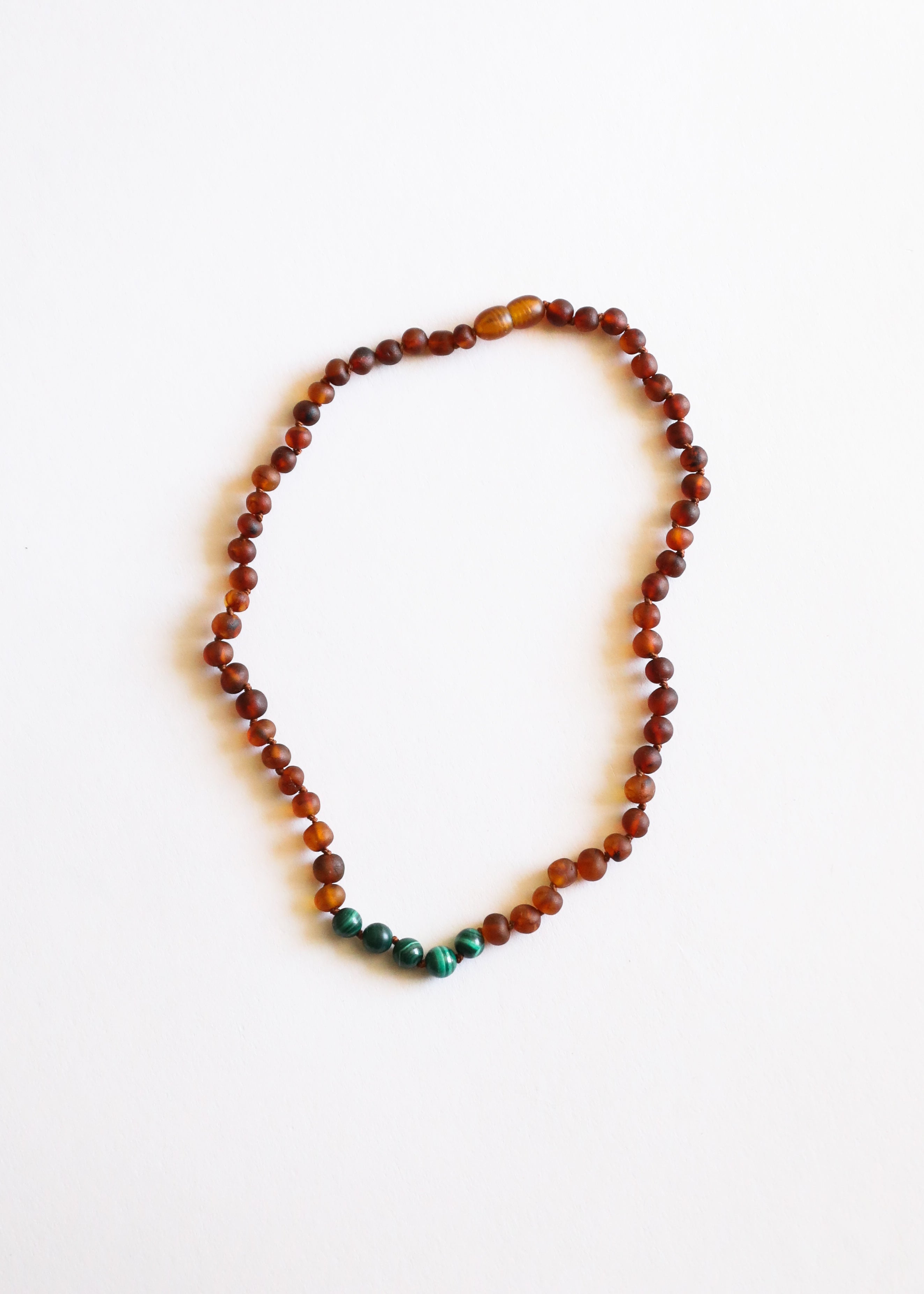 Raw Cognac Baltic Amber + Malachite || Necklace Set