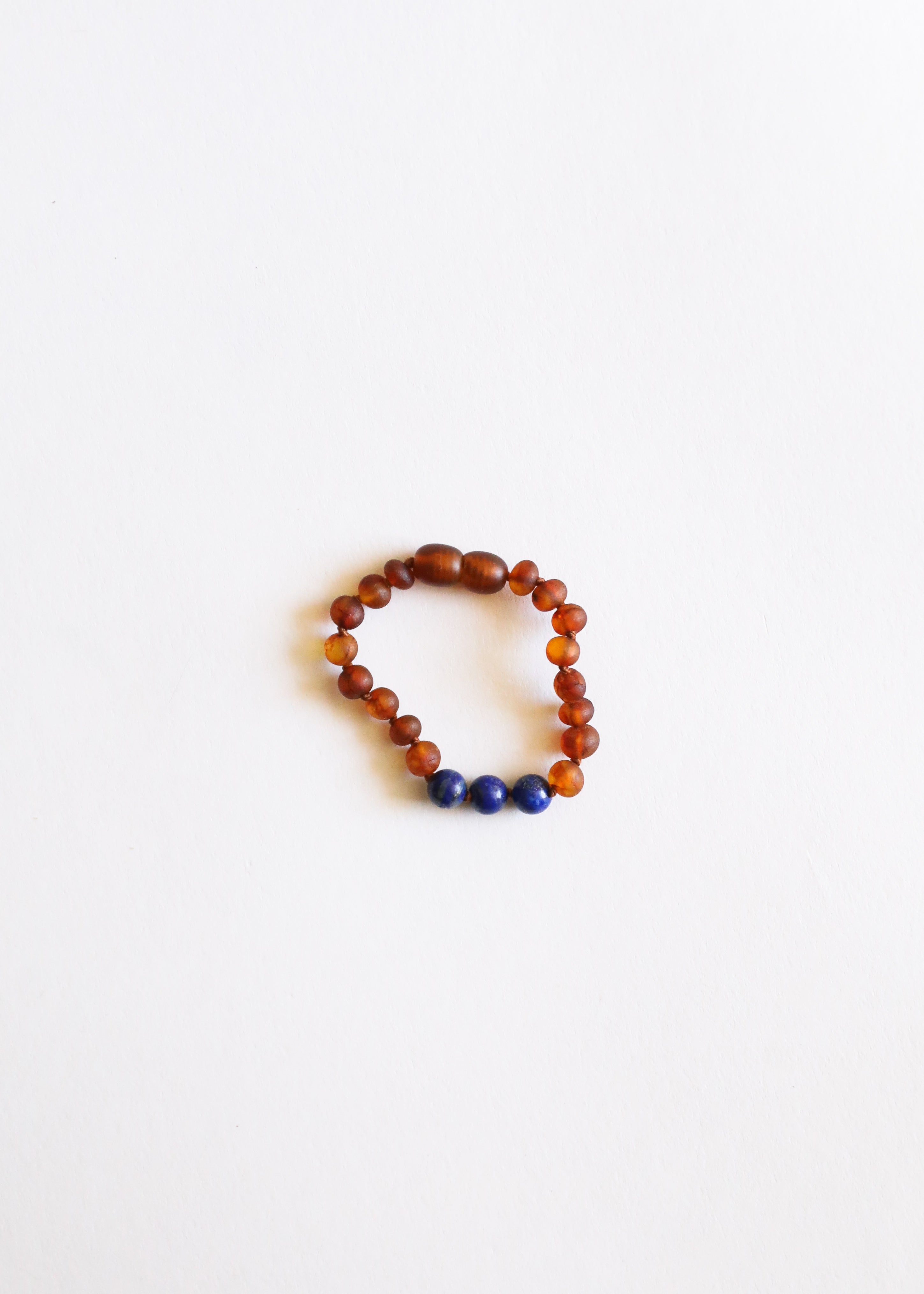 Raw Cognac Baltic Amber + Lapis || Kids Bracelet + Necklace Set ||