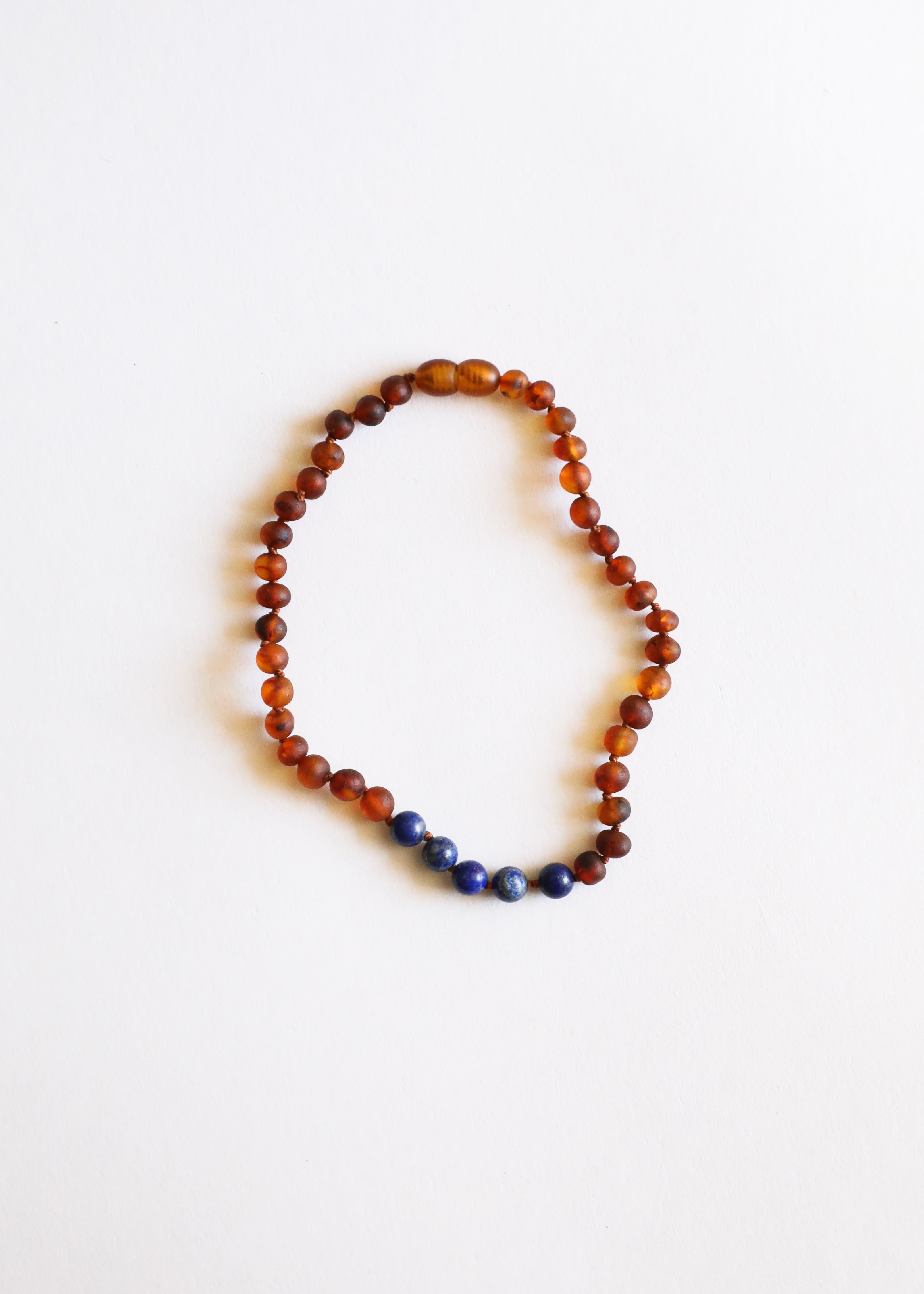 Raw Cognac Baltic Amber + Lapis || Kids Bracelet + Necklace Set ||