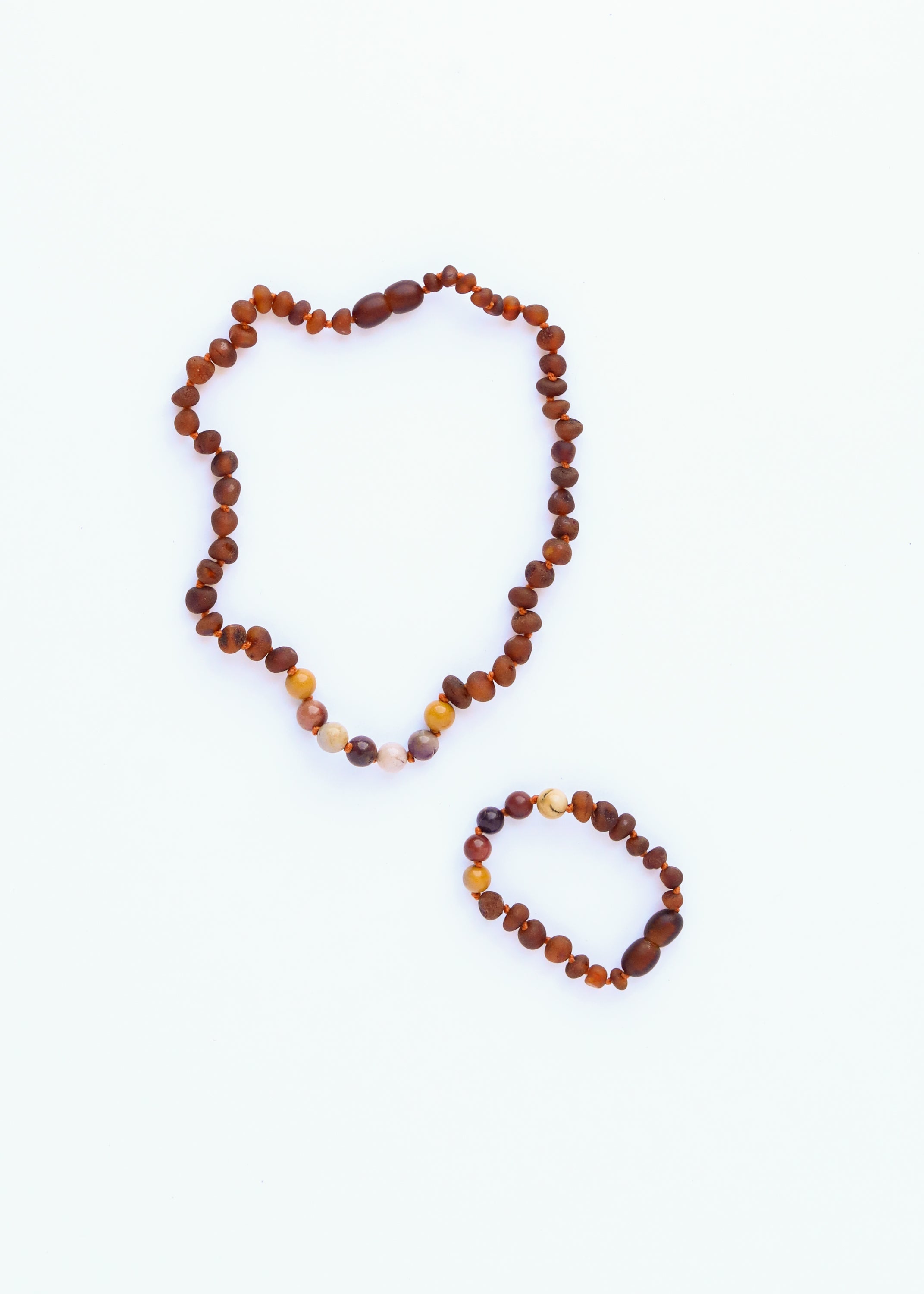 Raw Cognac Baltic Amber + Mookaite Jasper || Anklet or Bracelet