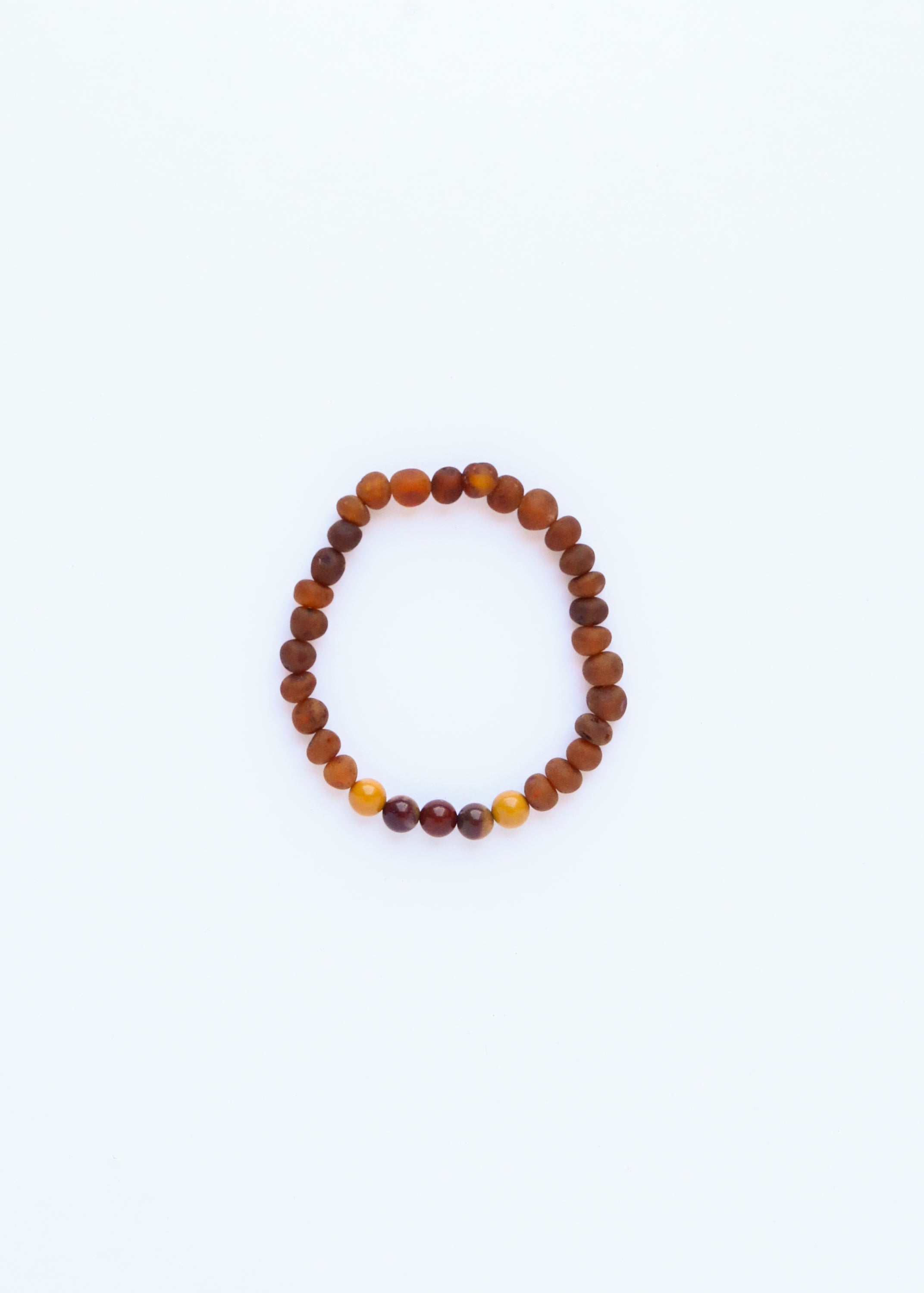 Raw Cognac Baltic Amber + Mookaite Jasper || Adult Bracelet