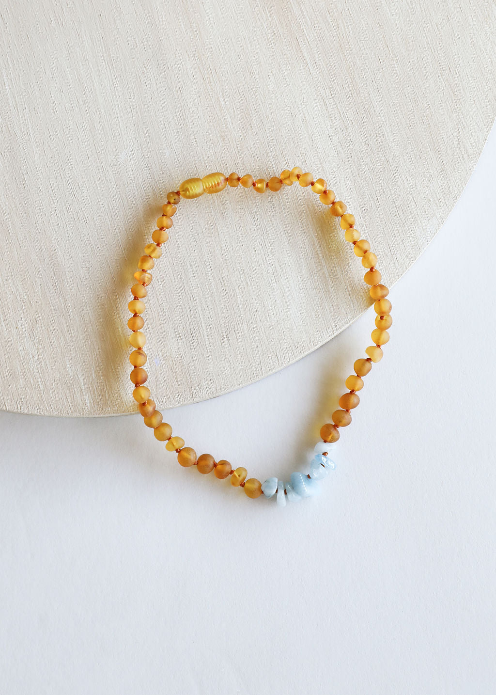 Raw Honey Baltic Amber + Aquamarine || Necklace