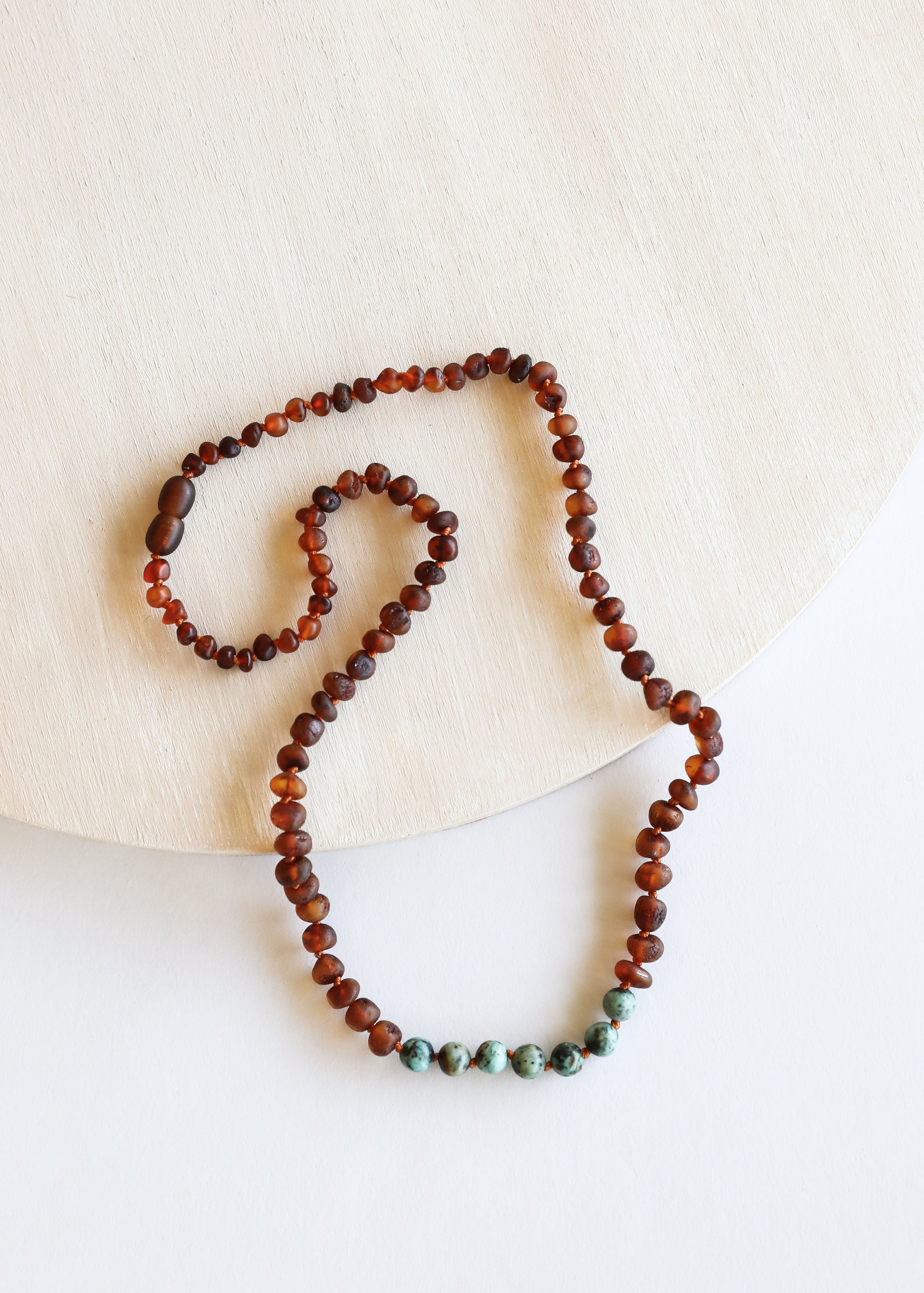 Raw Cognac Baltic Amber + Turquoise Jasper || Necklace Set