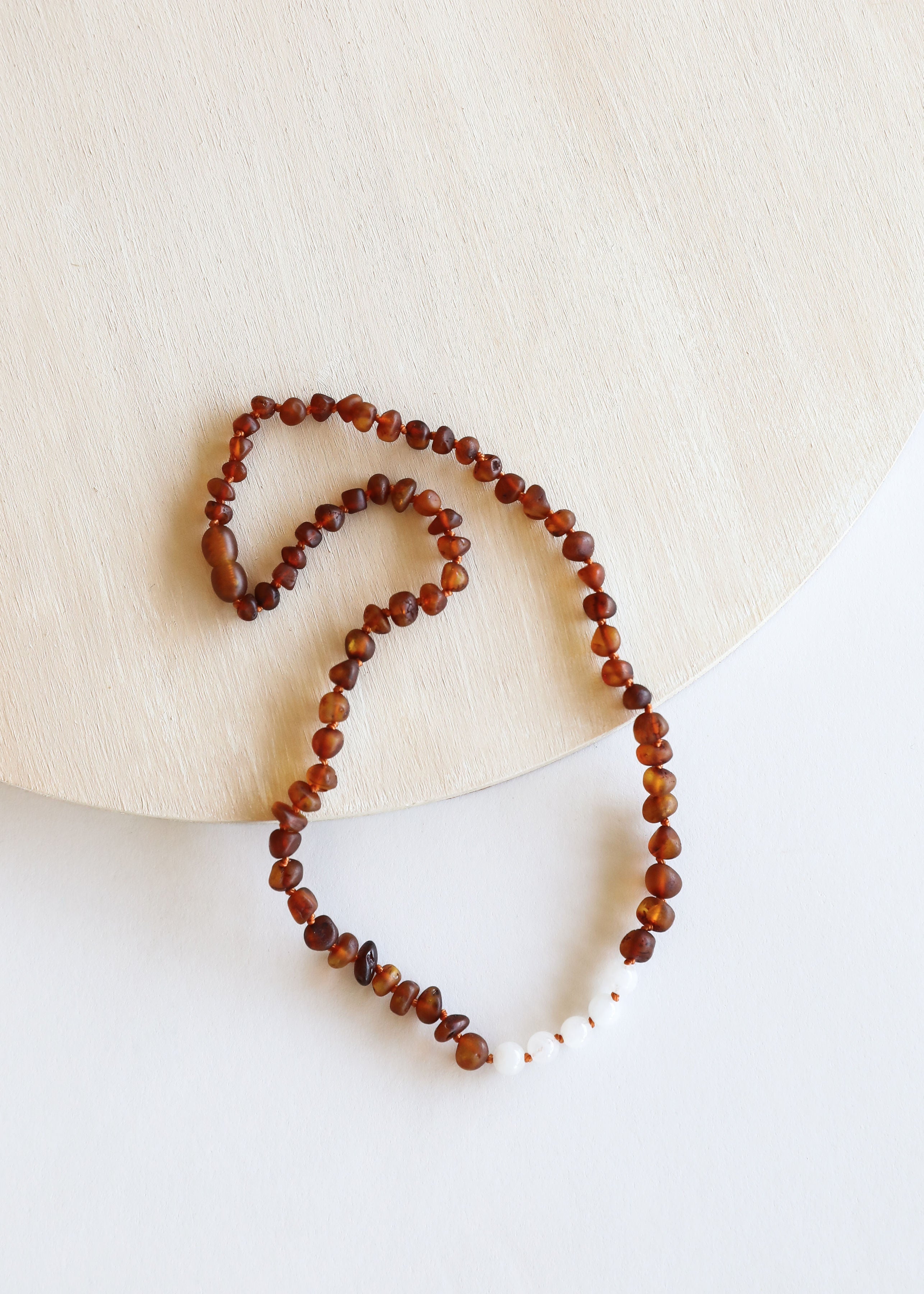 Raw Cognac Baltic Amber + Moonstone || Necklace Set