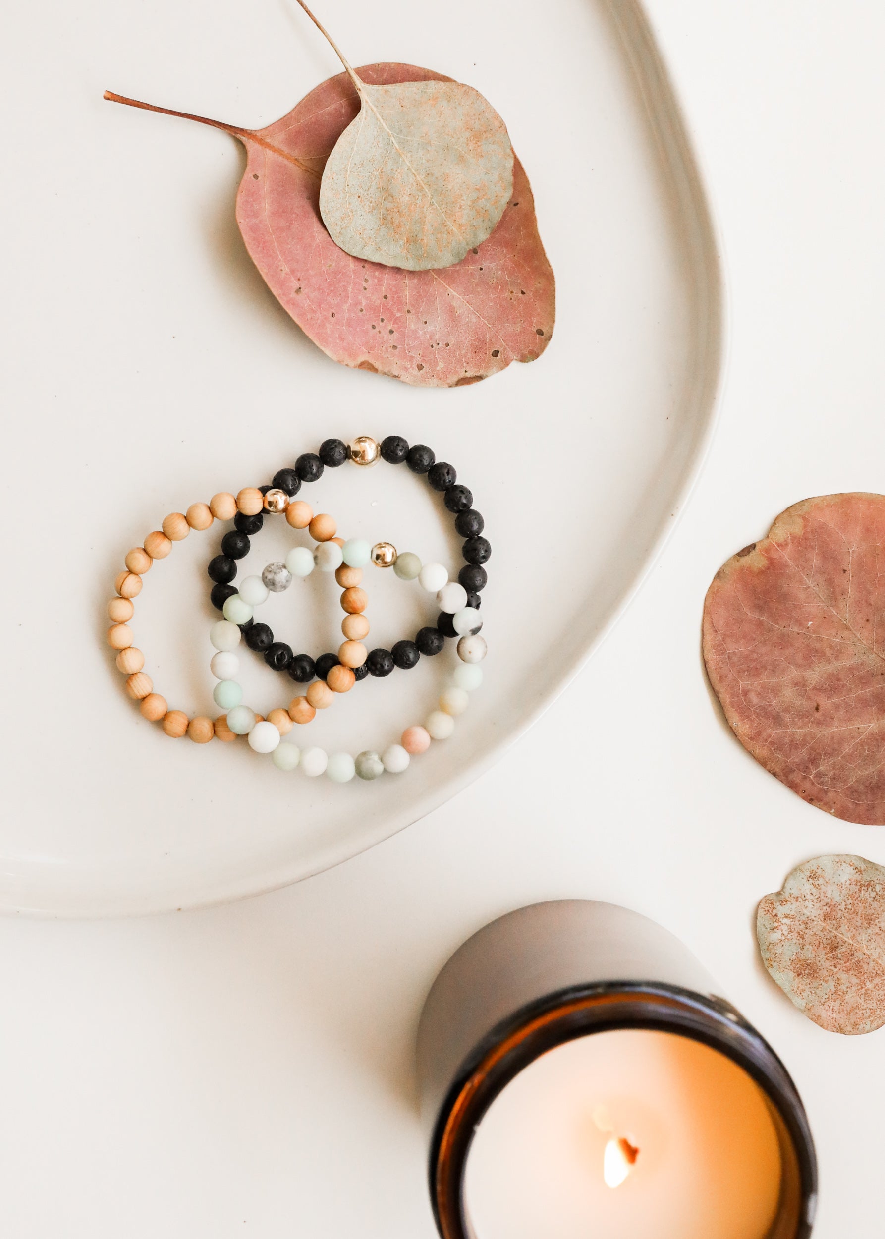 Cypress Wood + 14K Gold Filled || Beaded Stretch Bracelet