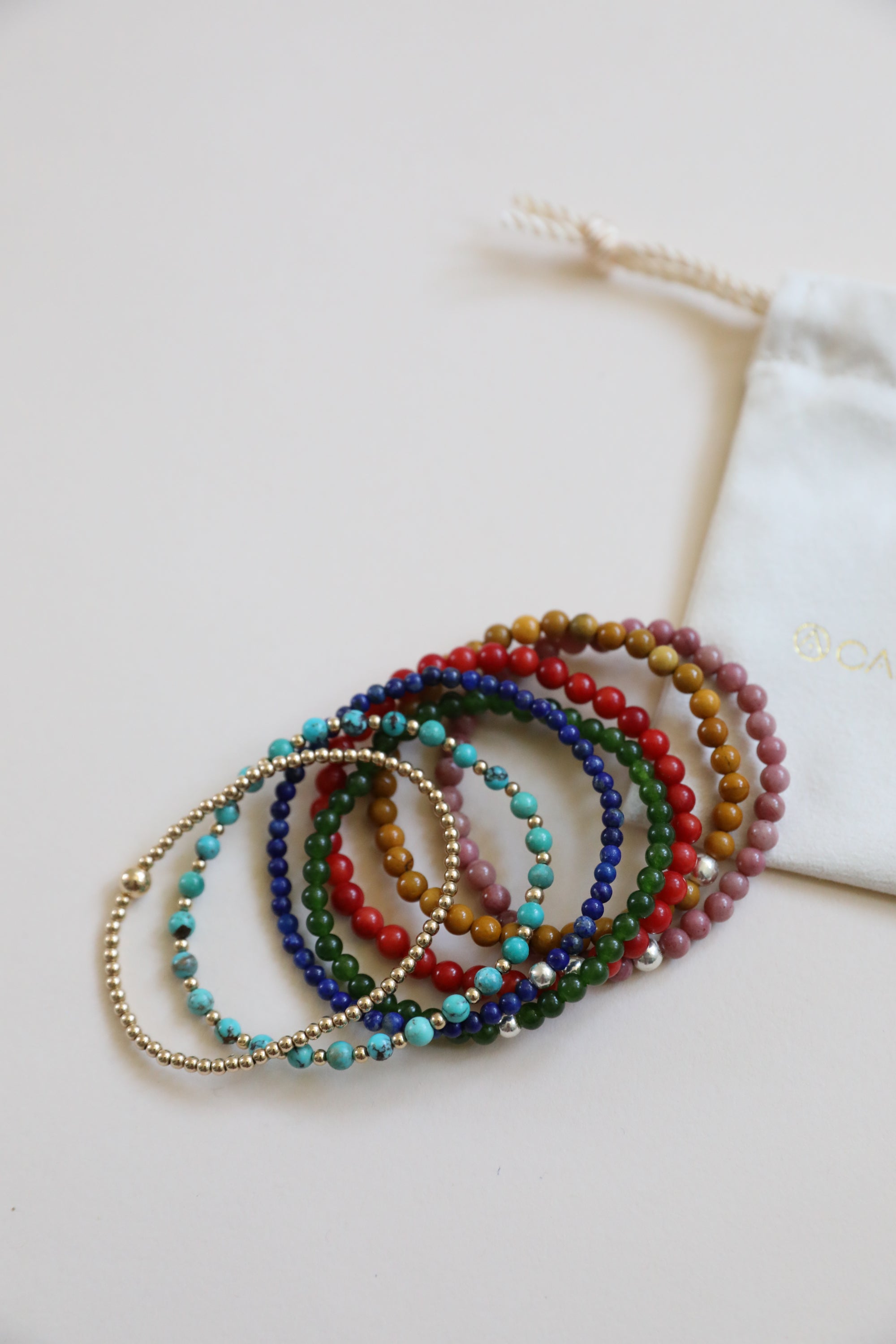 Pure Gemstone + 14K Gold Filled Beaded || 7 Piece ||Bracelet Stack✨