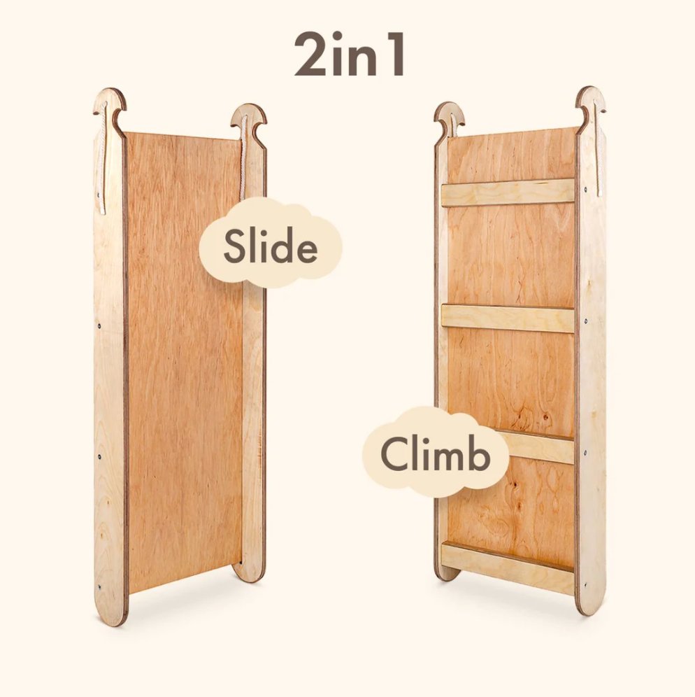 5in1 Montessori Climbing Set: Triangle Ladder + Climbing Arch + Slide Board + Climbing Net + Art Addition