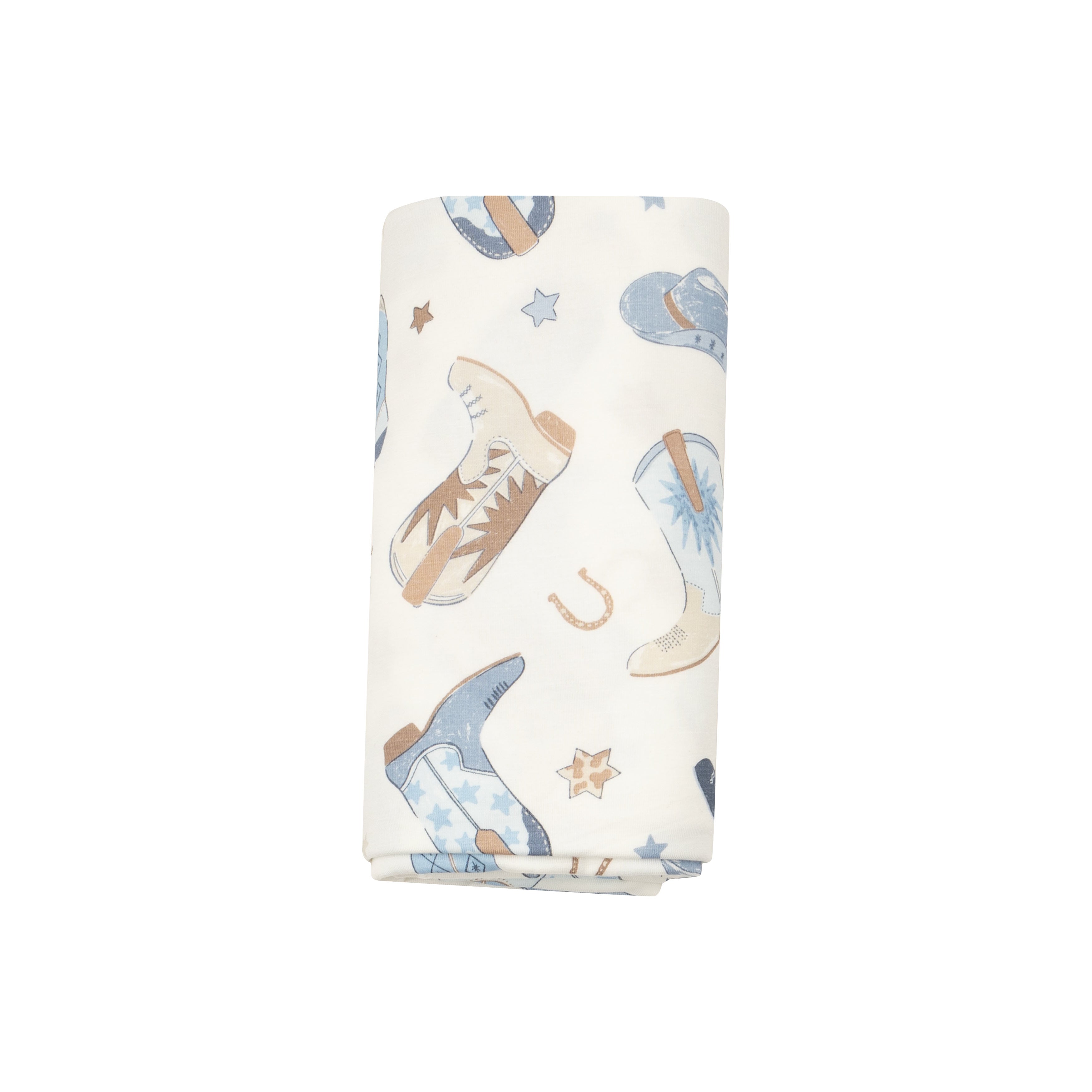 Swaddle Blanket - CowBoy Boots Blue