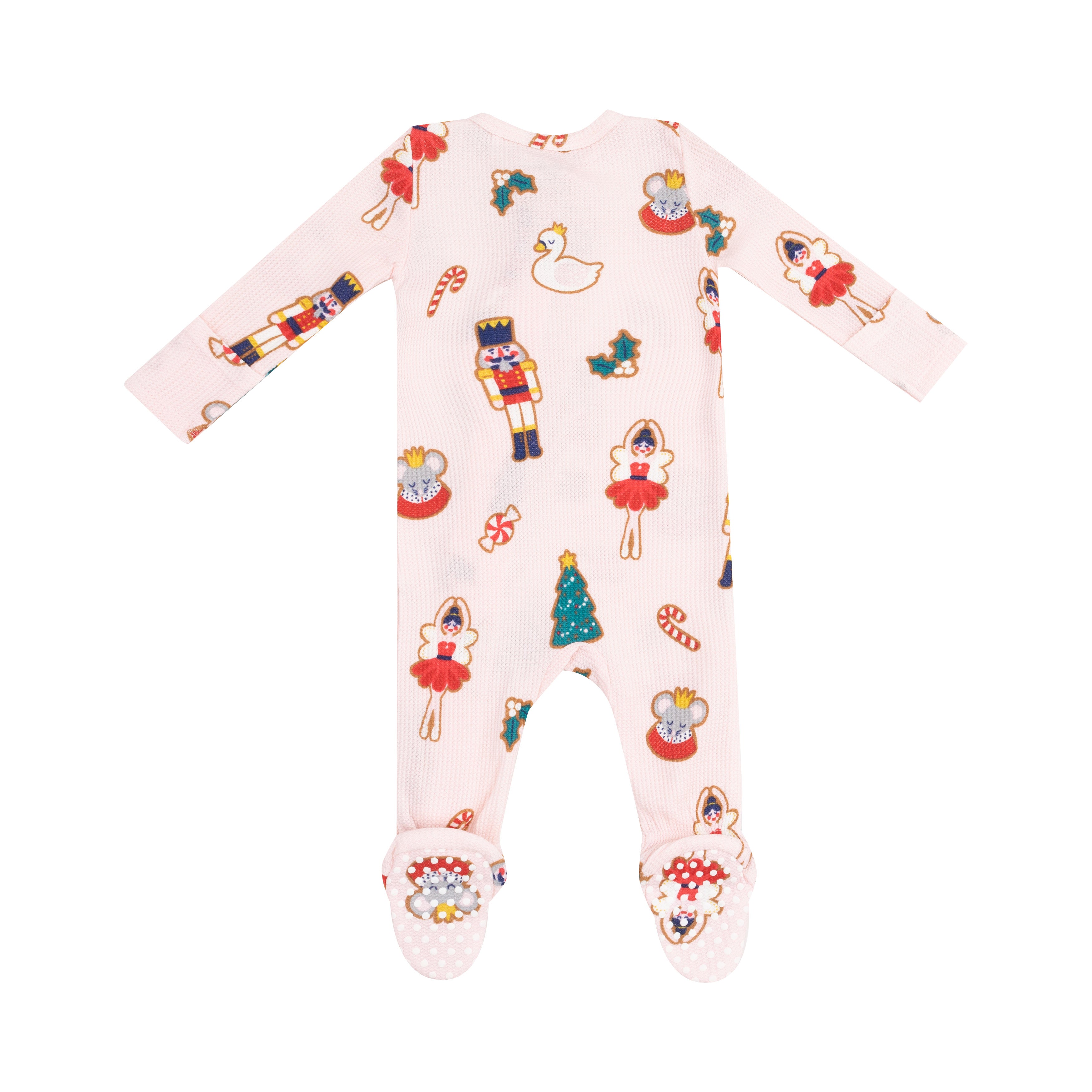 2 Way Zipper Footie - Sugar Plum Fairy Christmas Cookie  Pink