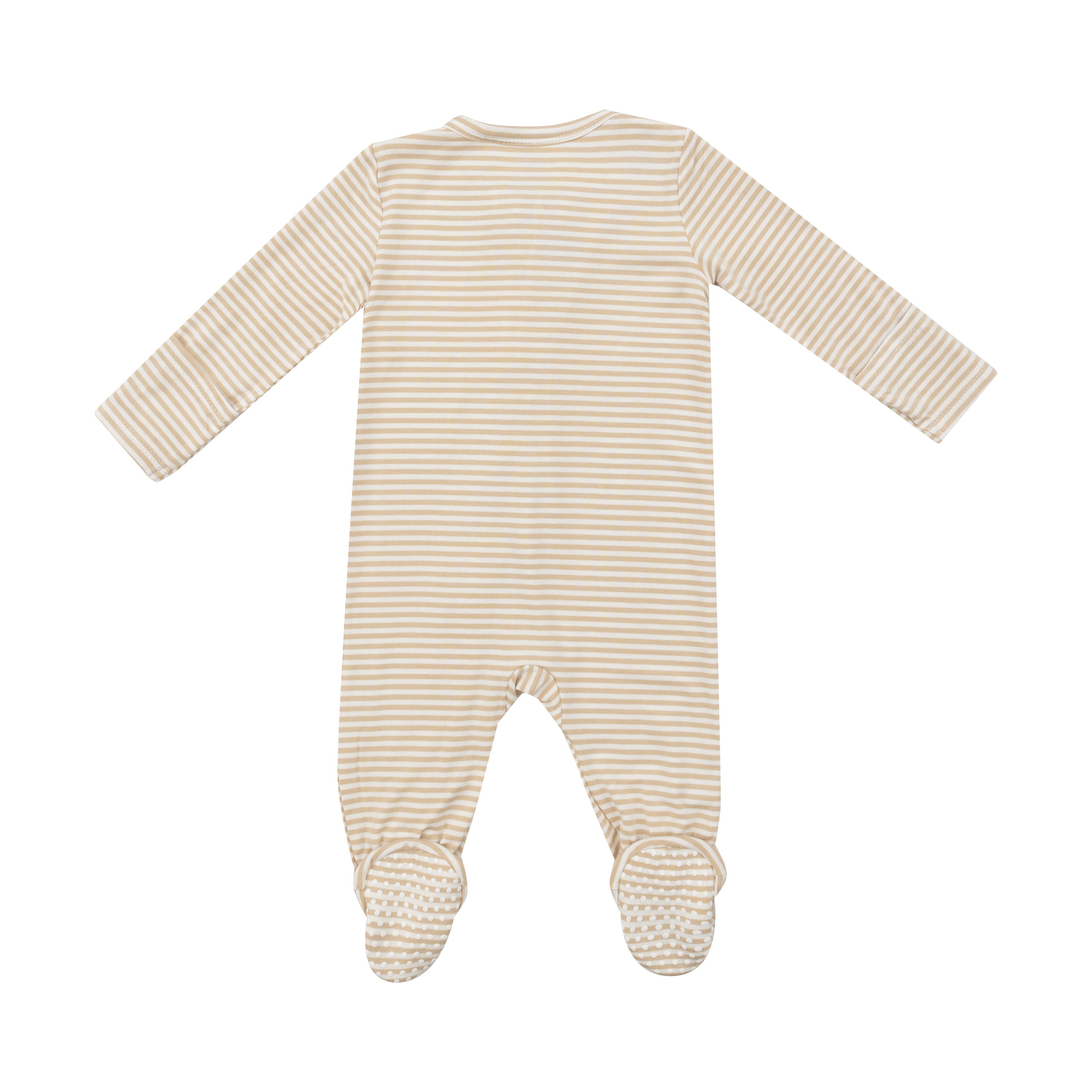 2 Way Zipper Footie - Beige Stripe