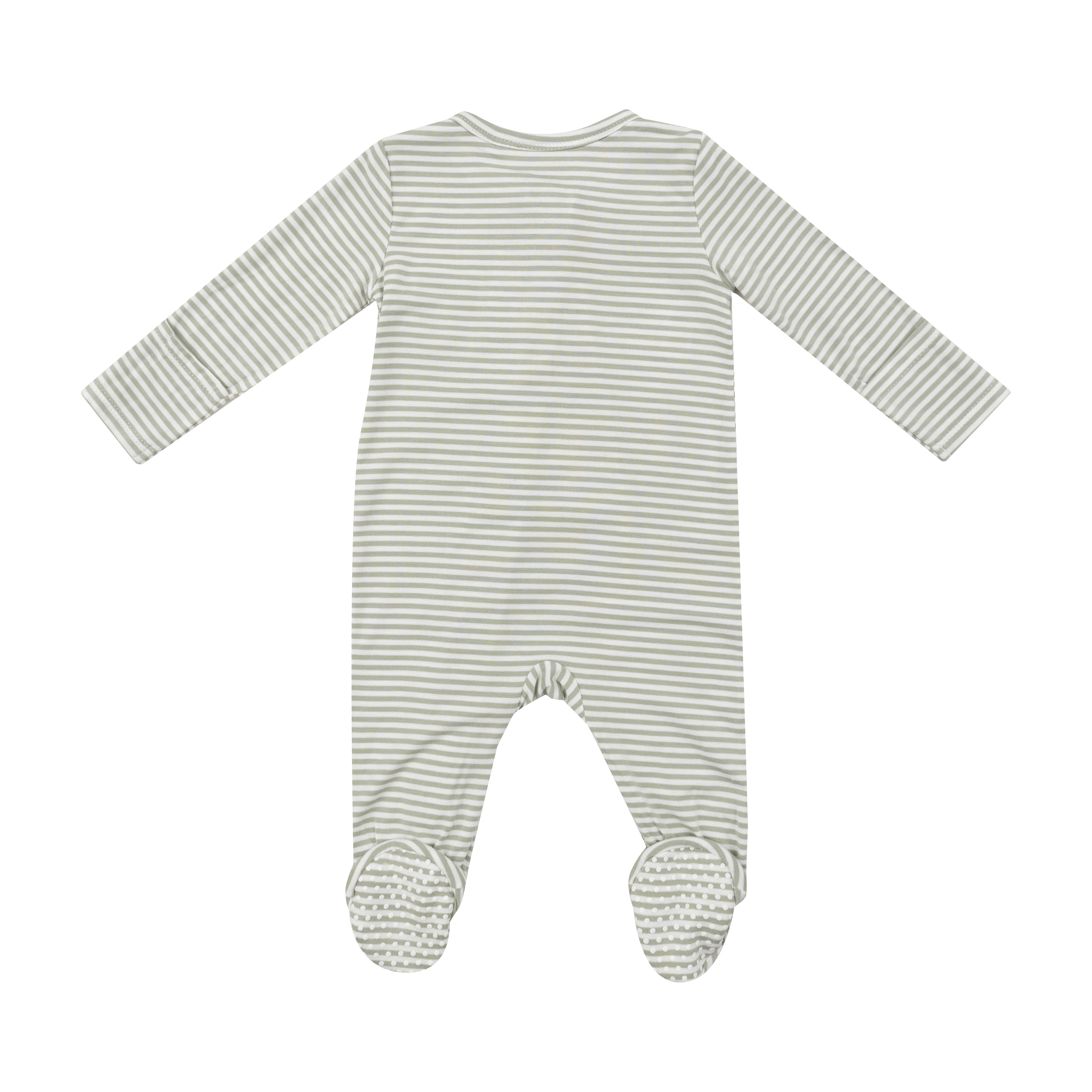 2 Way Zipper Footie - Desert Green Stripe