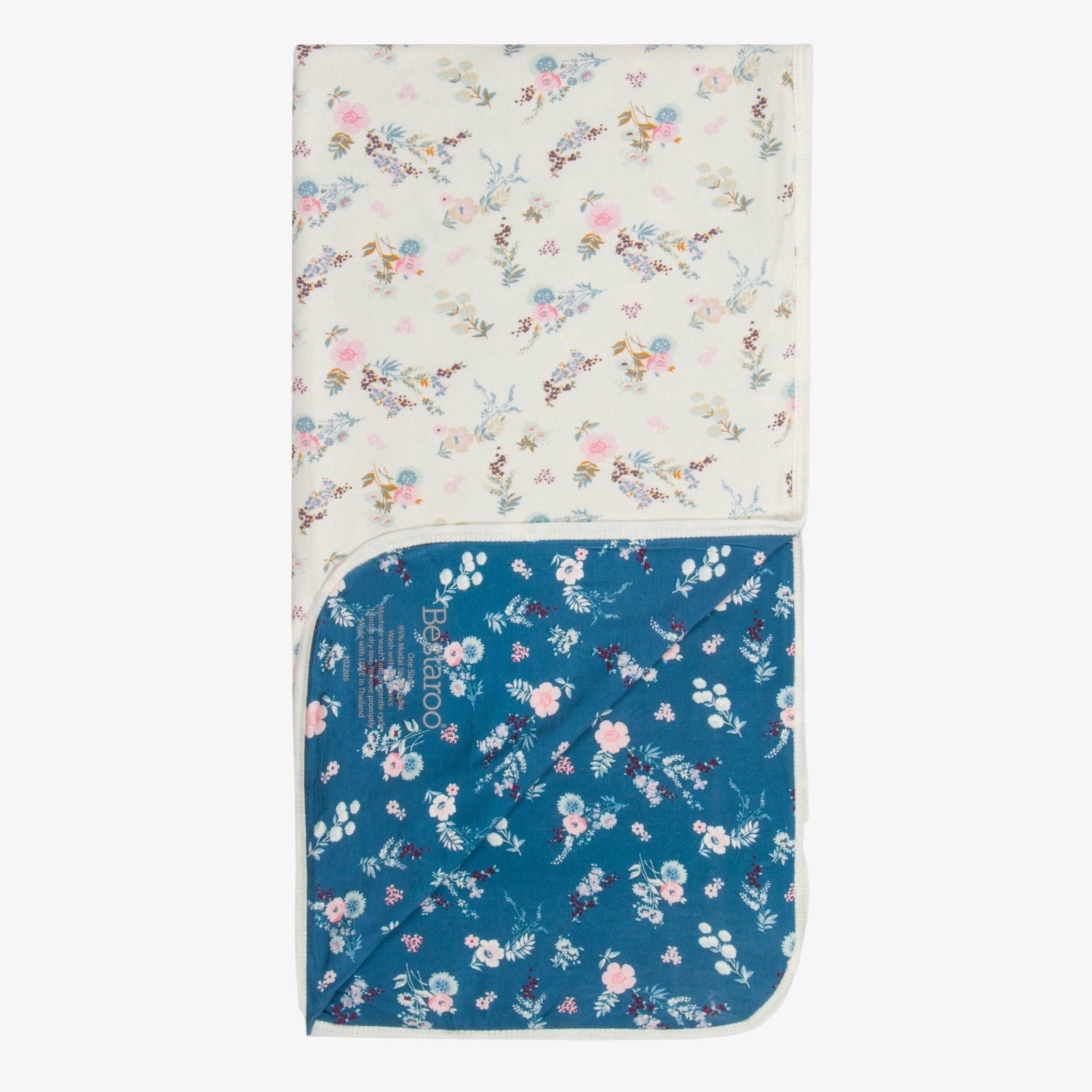 Fall Florals Cream💕Blue Swaddle