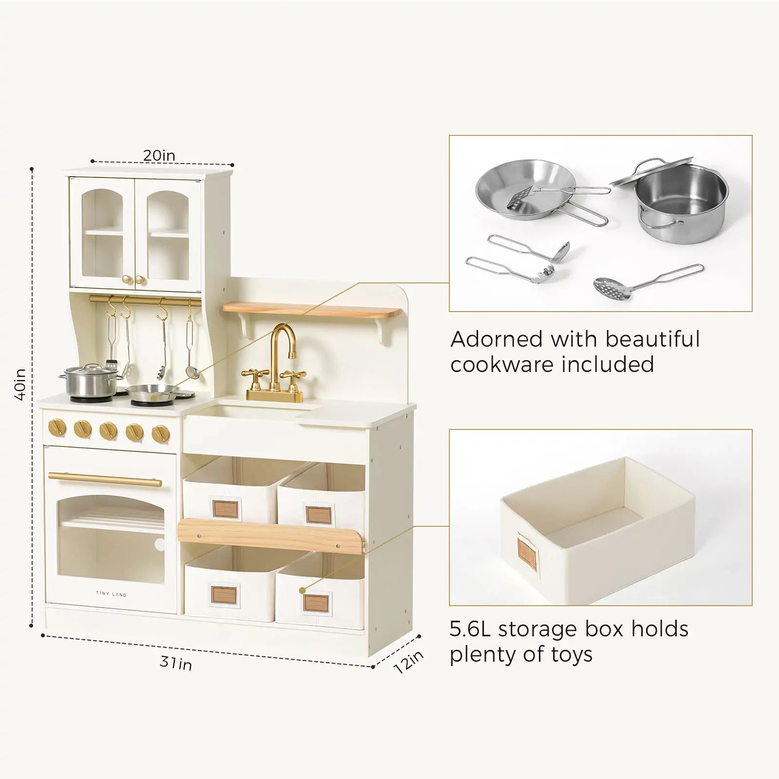 Tiny Land® Serenity Play Kitchen - Cream