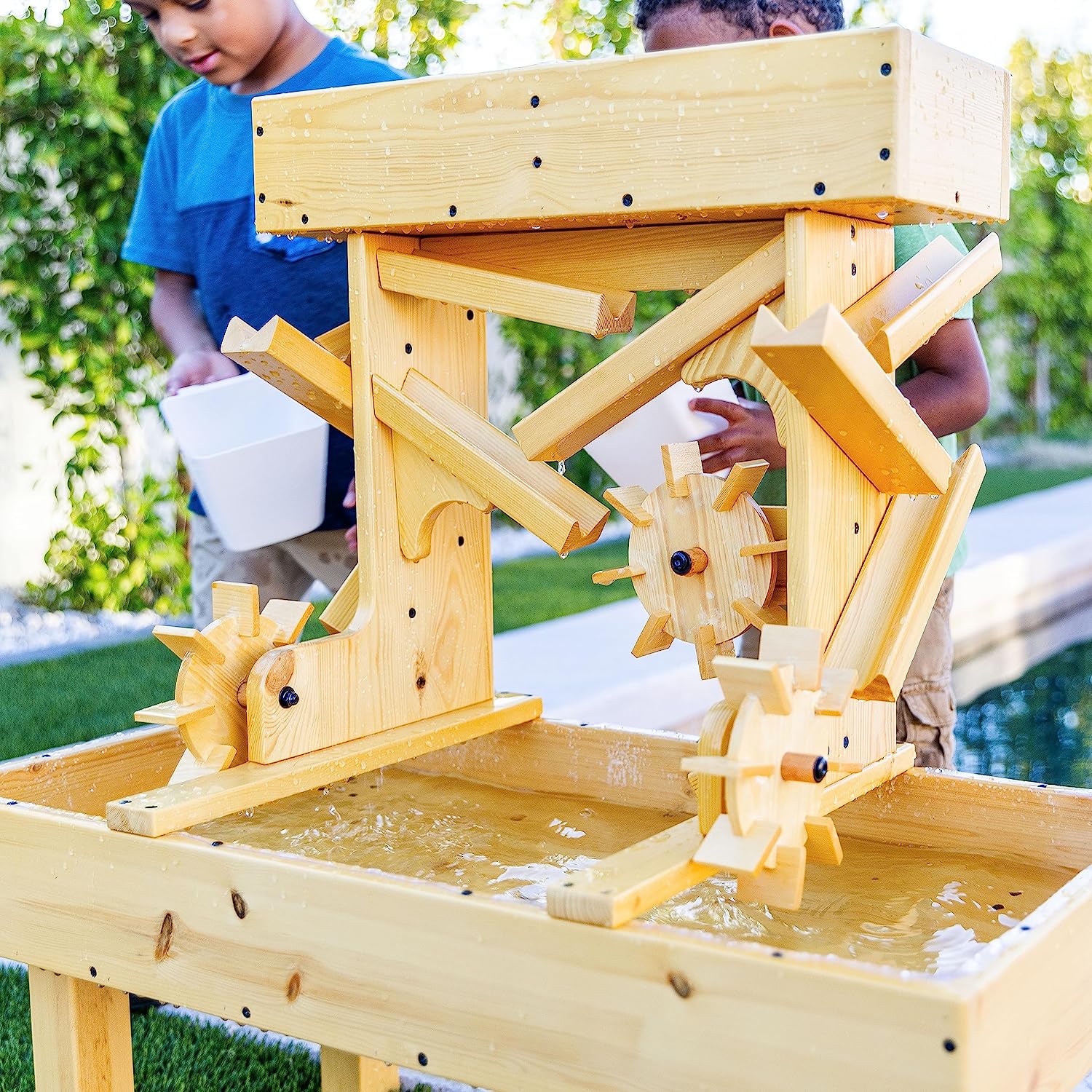 Outdoor Wooden Water Table For Kids, Toddlers Playset