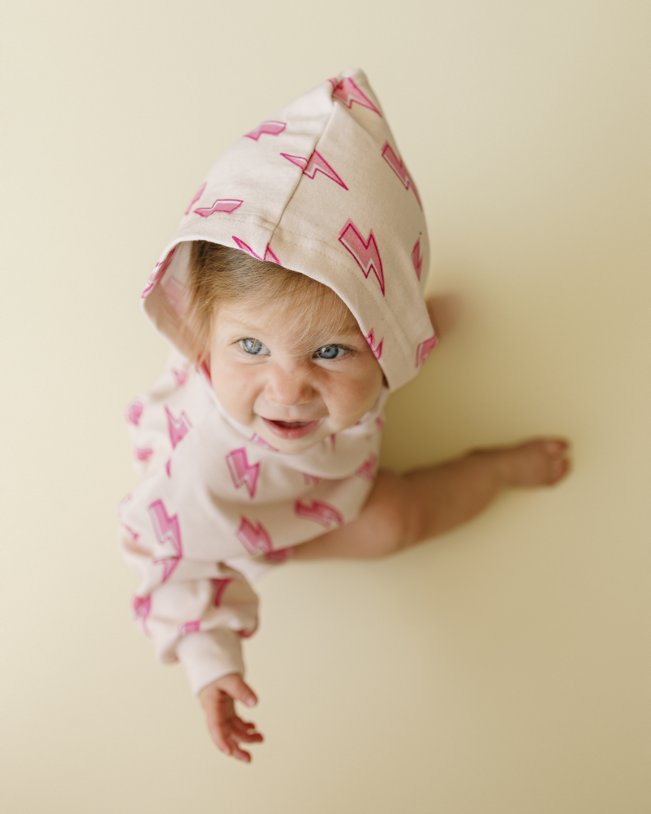 Hooded Bubble Romper | Pink Bolts