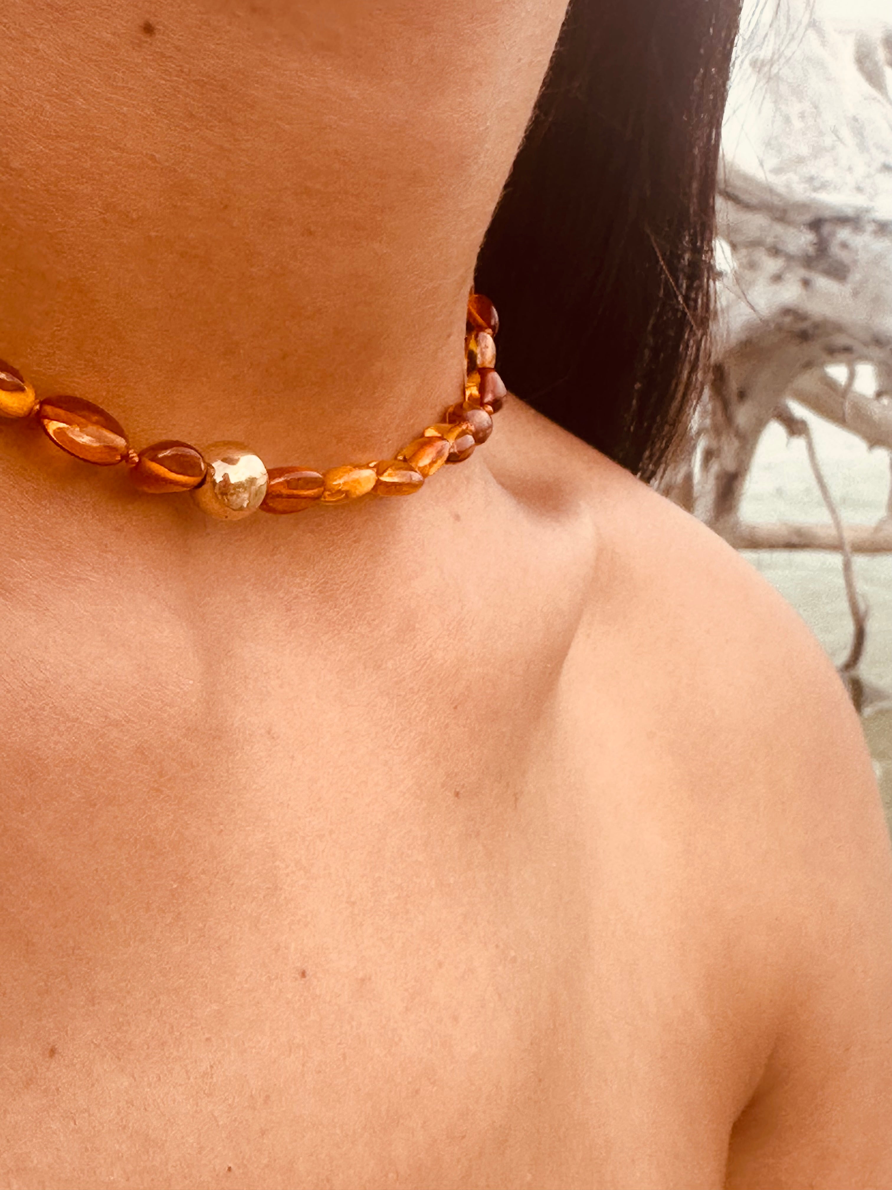 Polished Cognac Baltic Amber + 14K Gold Filled || Beaded Necklace