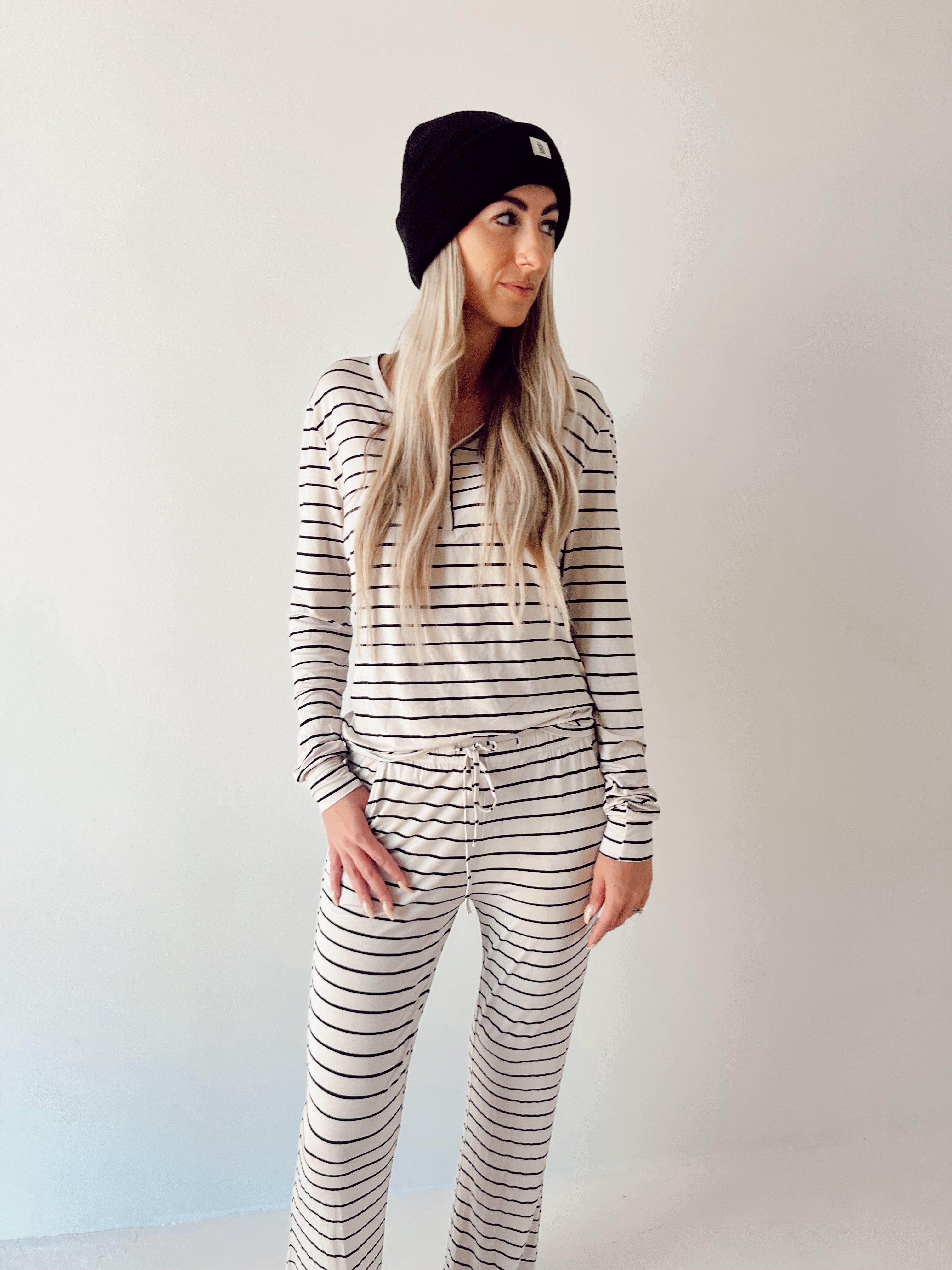 Grey & Black Stripe | Bamboo Women’s Pajamas