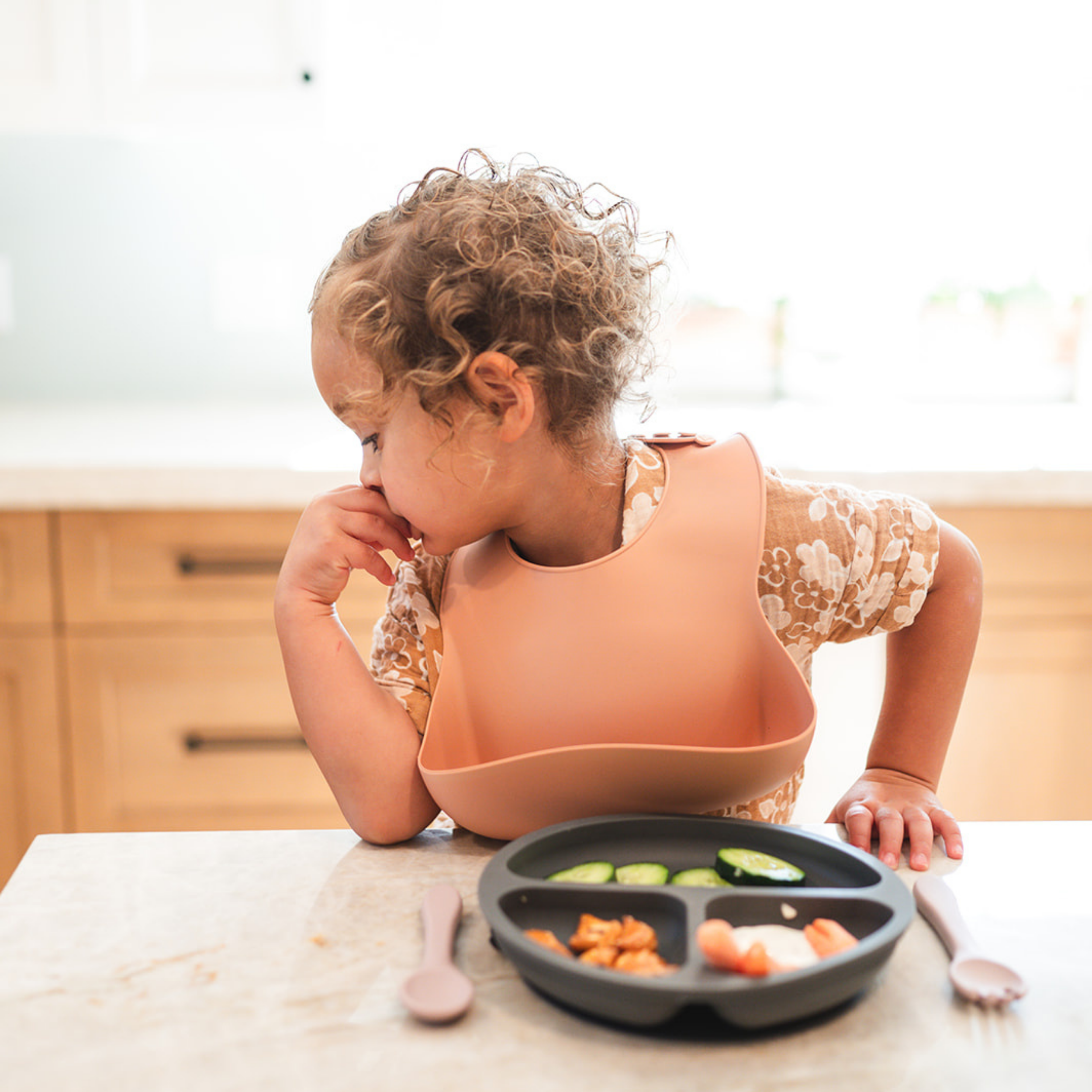 Apricot Silicone Baby Bib