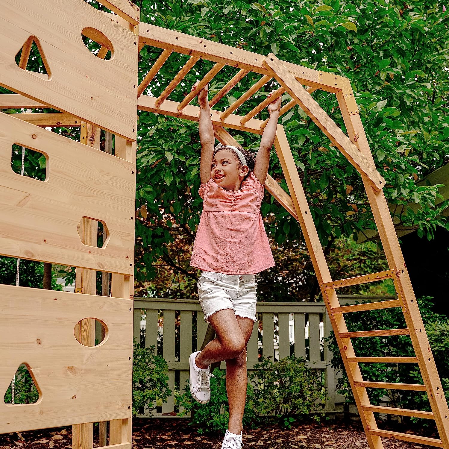 Hawthorn - Outdoor Climber with Monkey Bars, Swing, and Octagon Climber Playset