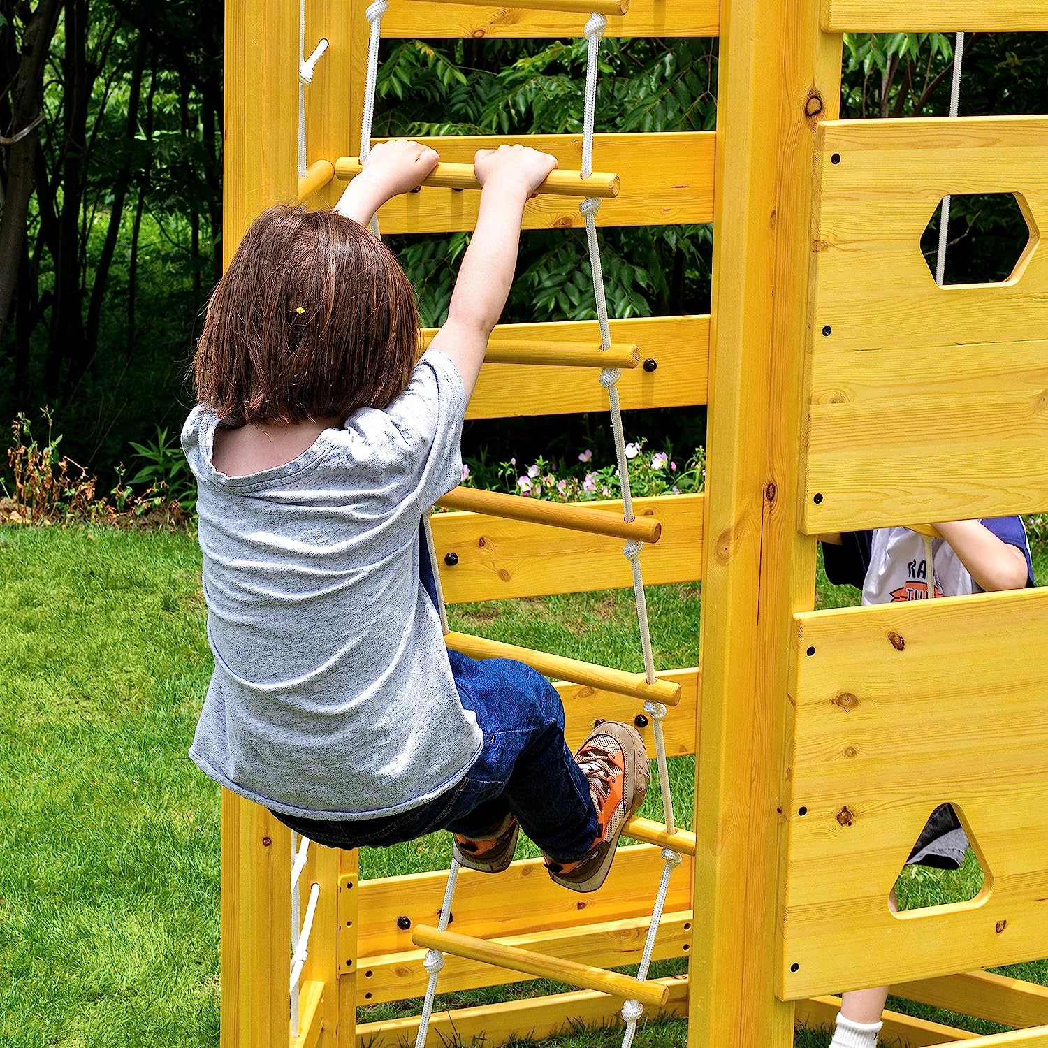 Hawthorn - Outdoor Climber with Monkey Bars, Swing, and Octagon Climber Playset