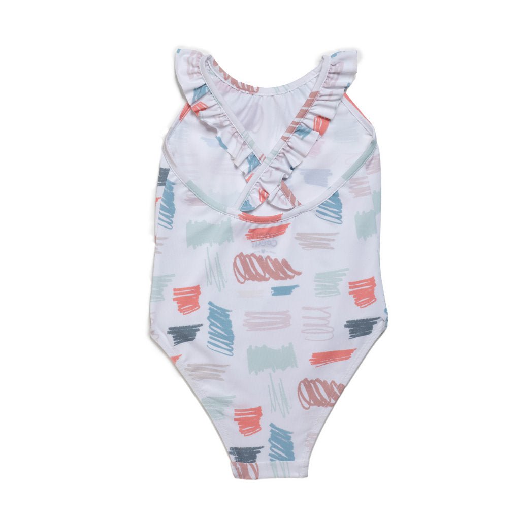 Scribble Girl Swimsuit - Natural / Scribble