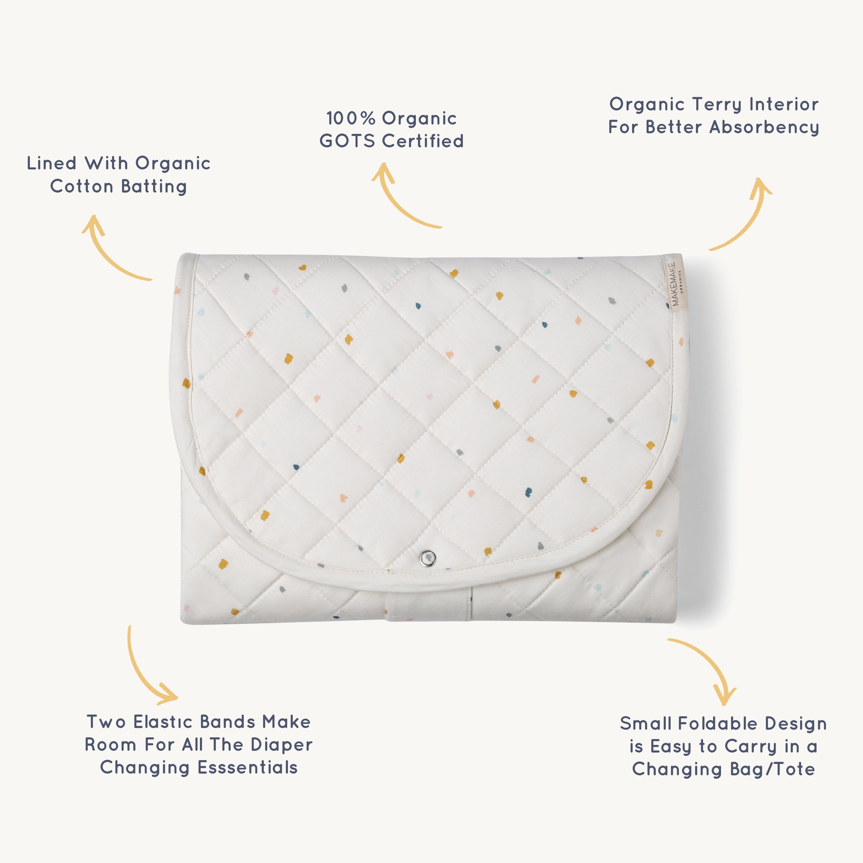 Organic Cotton Portable Changing Mat - Dotty