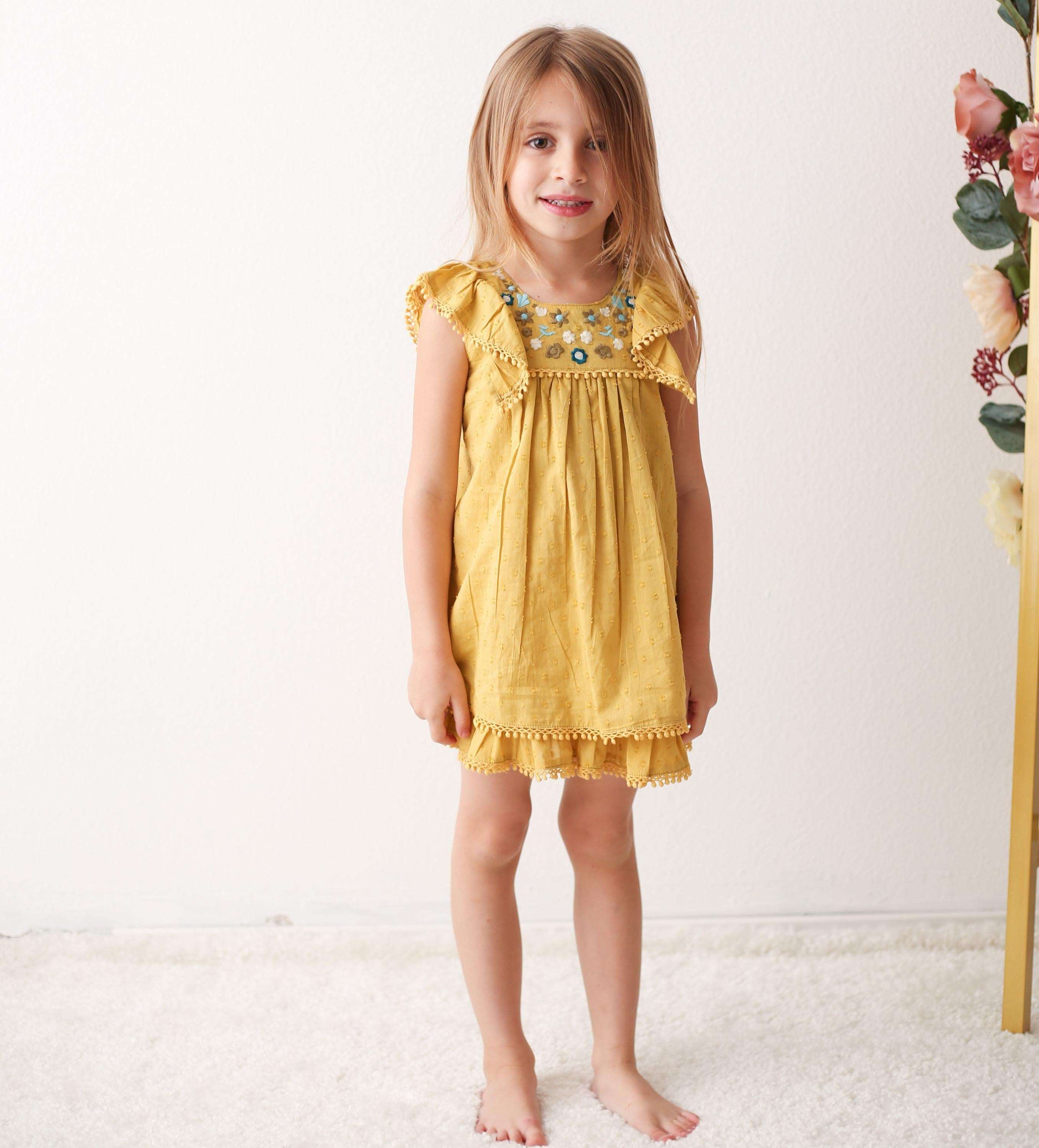 arya mini dress in mustard