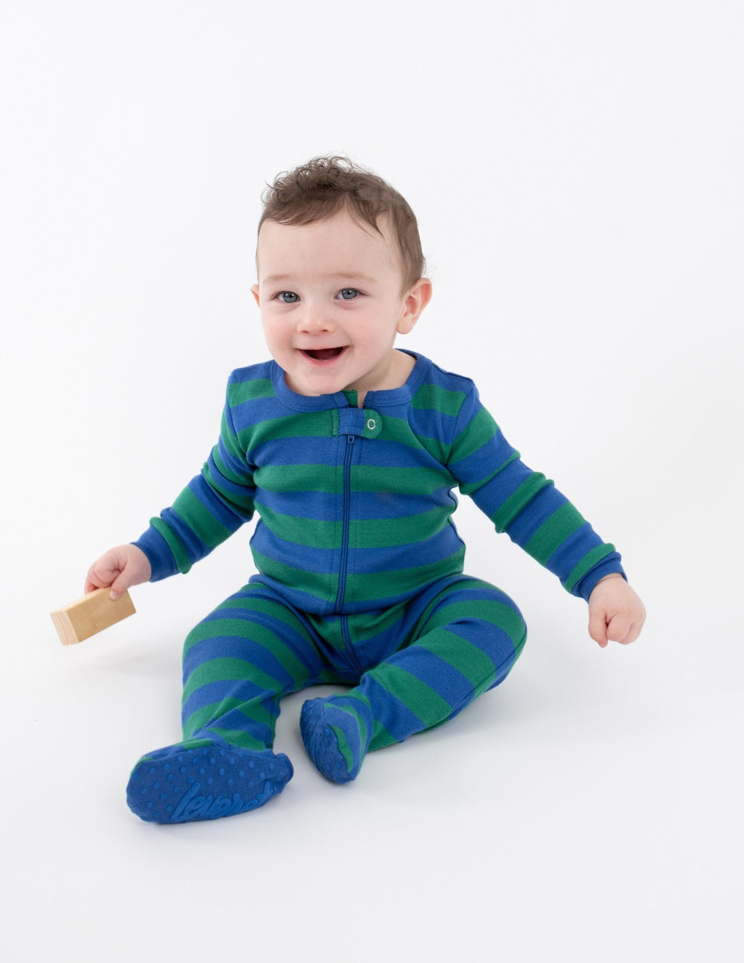 Baby Footed Blue Striped Pajamas