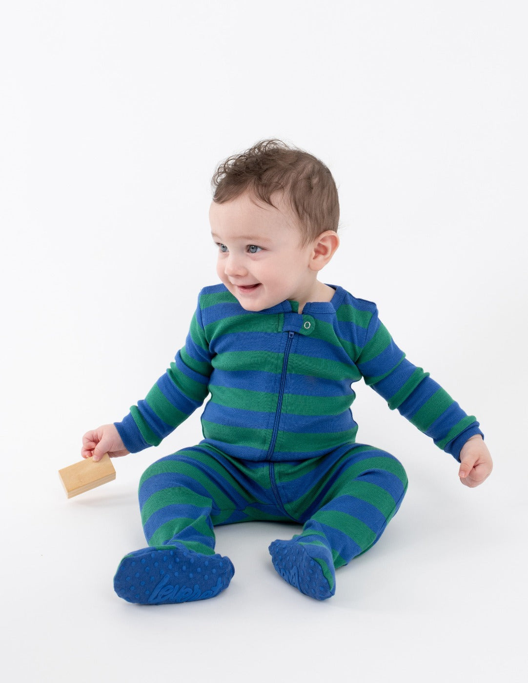 Baby Footed Blue Striped Pajamas