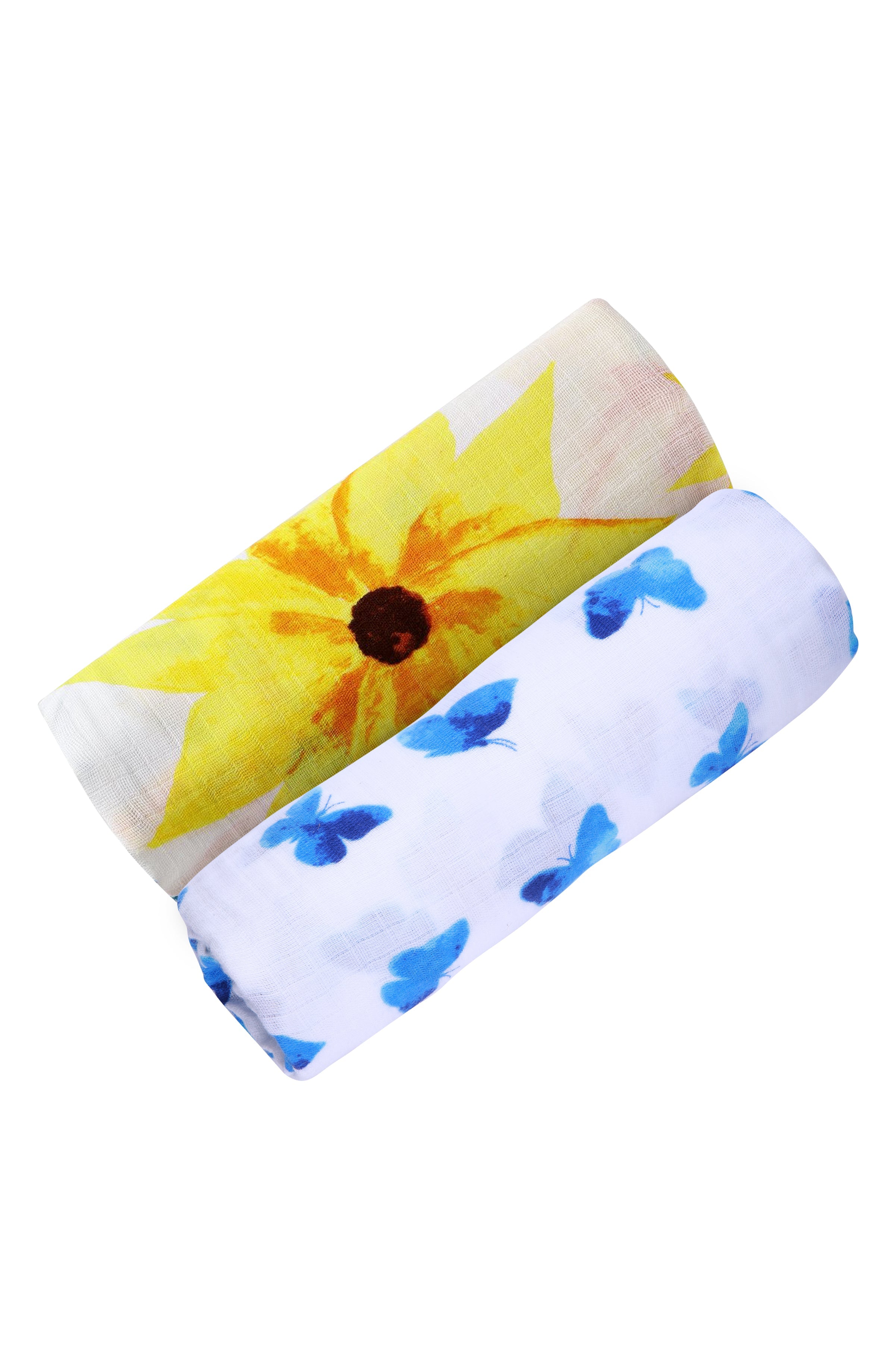 ORGANIC SWADDLE SET - GLOWING GARDEN (Sunflower + Blue Butterfly)