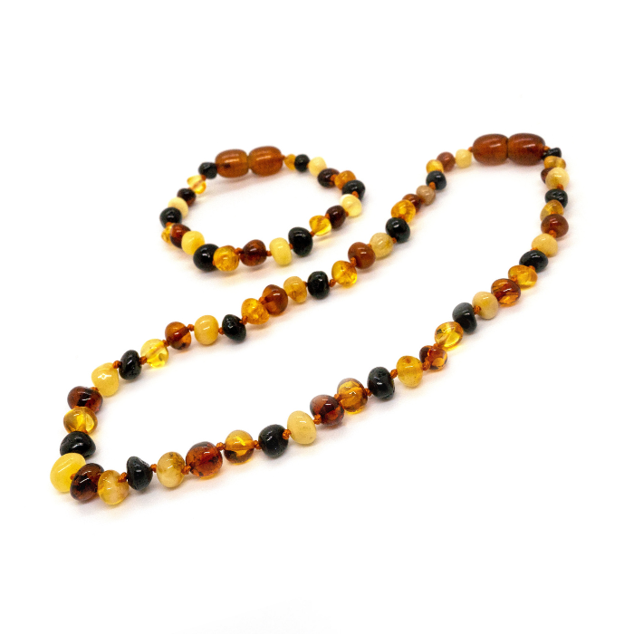 Baltic Amber Teething Necklace for Baby,Toddler 12.5" or 11 Polished Multi