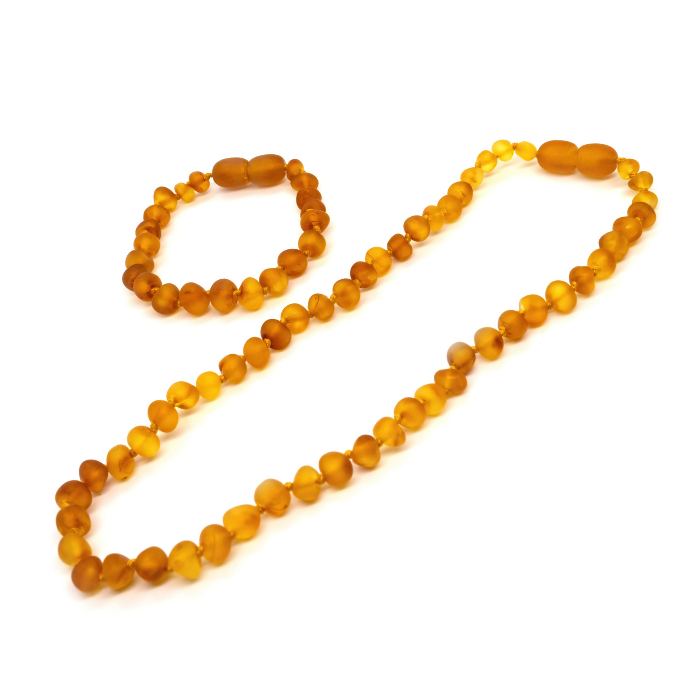 Raw Unpolished Baltic Amber Teething Necklace 12.5" - Golden Honey Colored