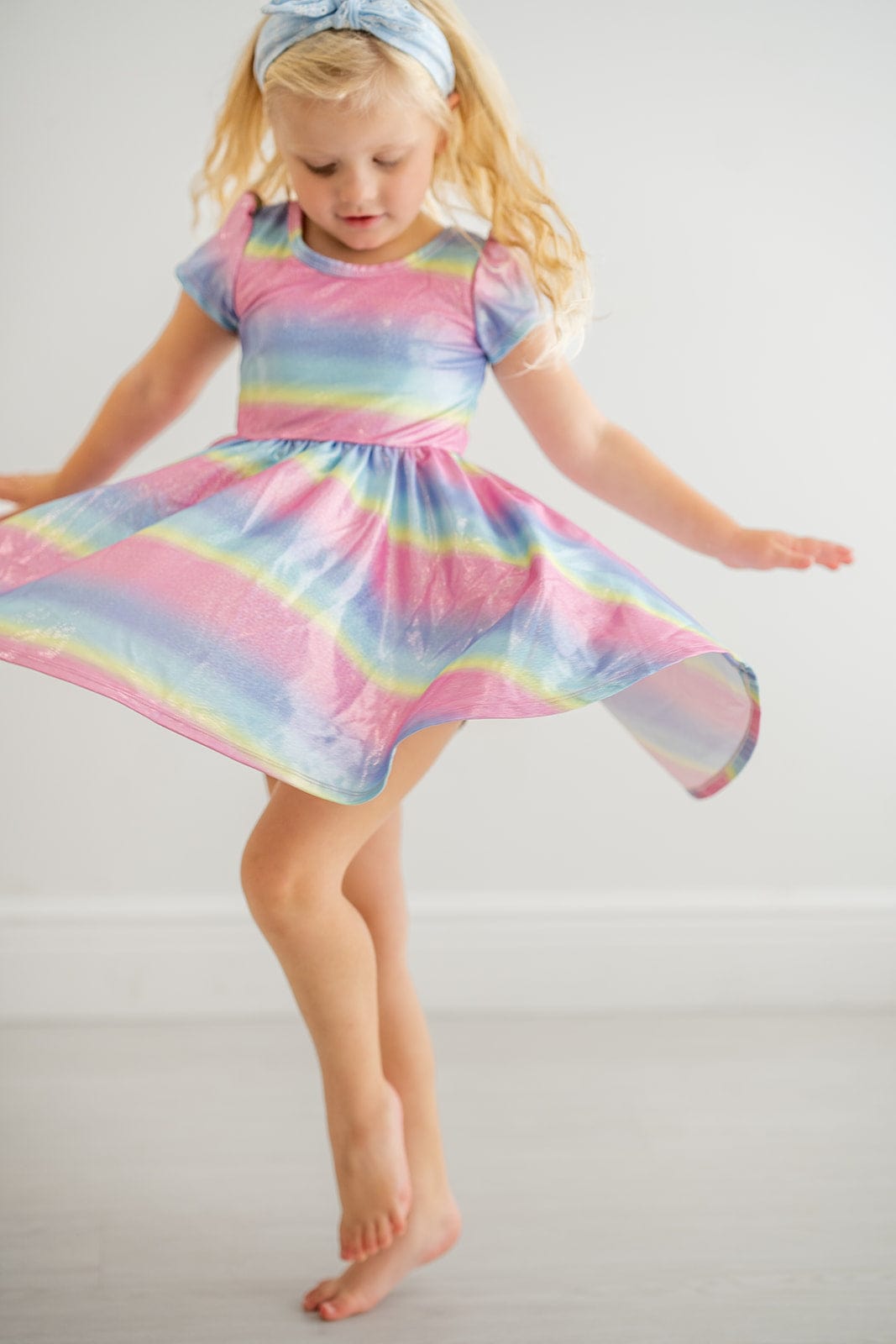 Sparkle & Shine - Girls Short Sleeve Hugs Twirl Dress with Pockets