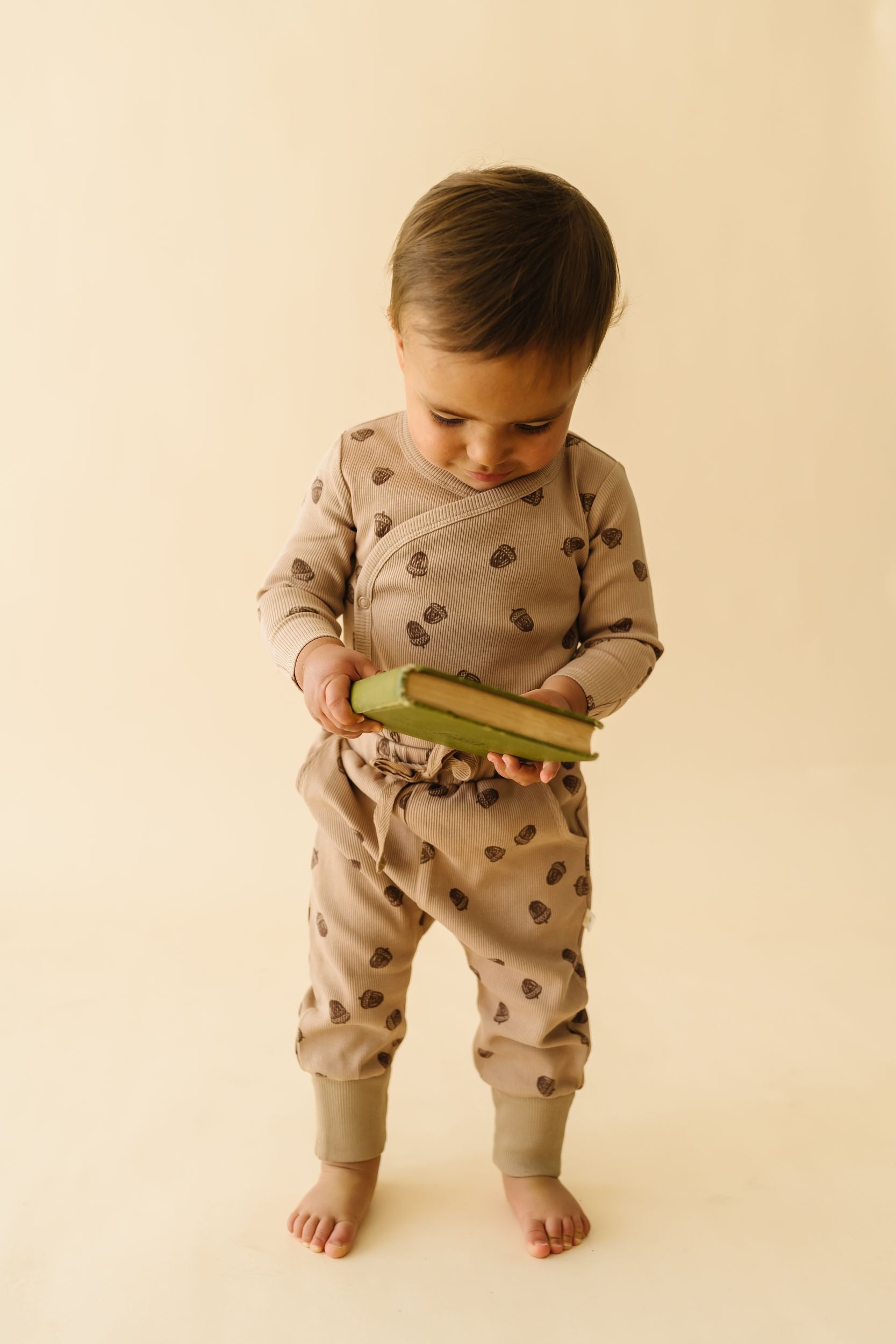 Organic Kimono Onesie & Pants Set - Acorn