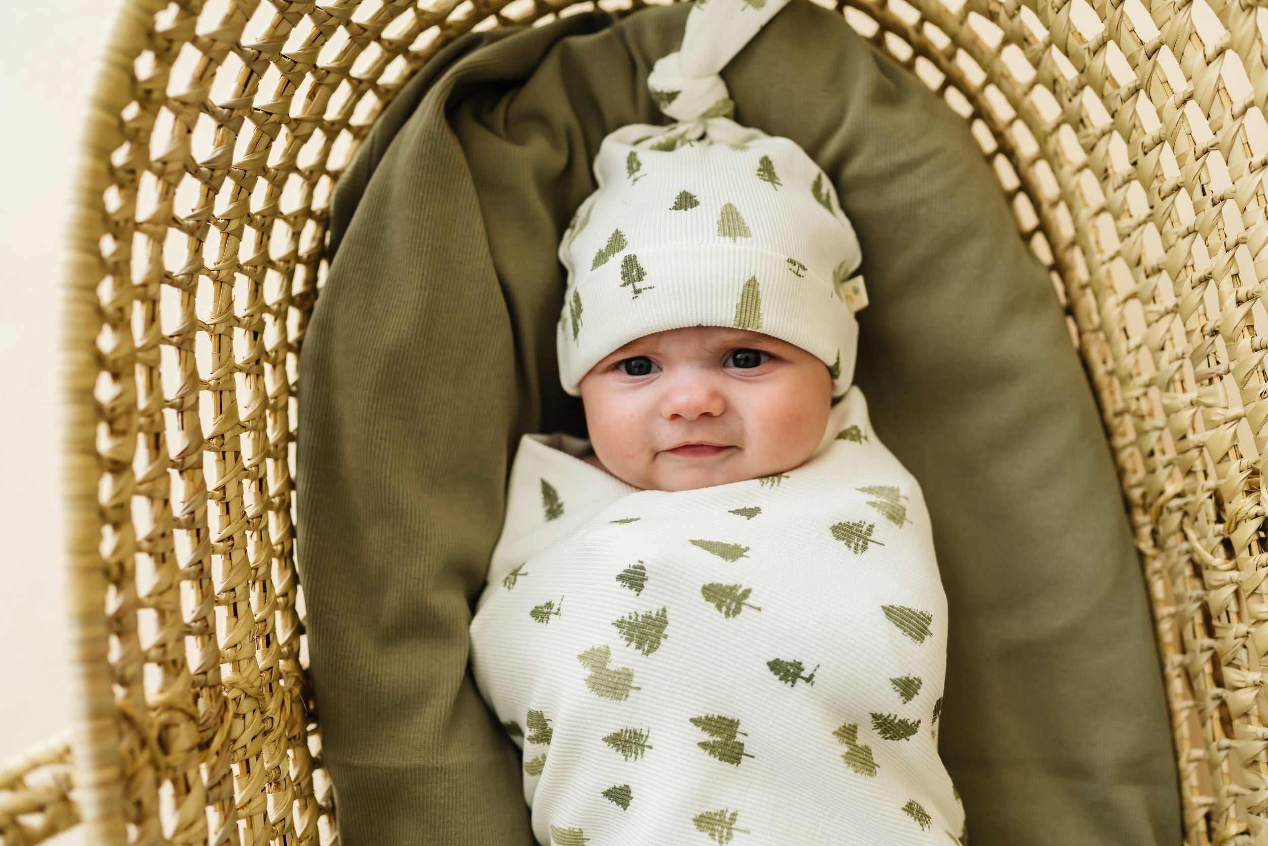 Organic Swaddle Blanket & Hat - Alpine