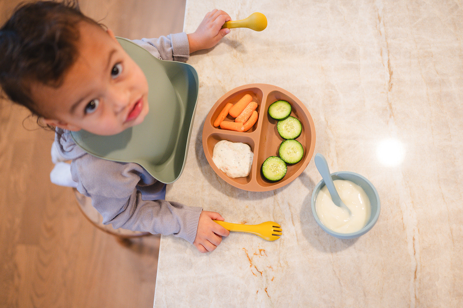 Duck Egg Blue Suction Bowl and Spoon Set