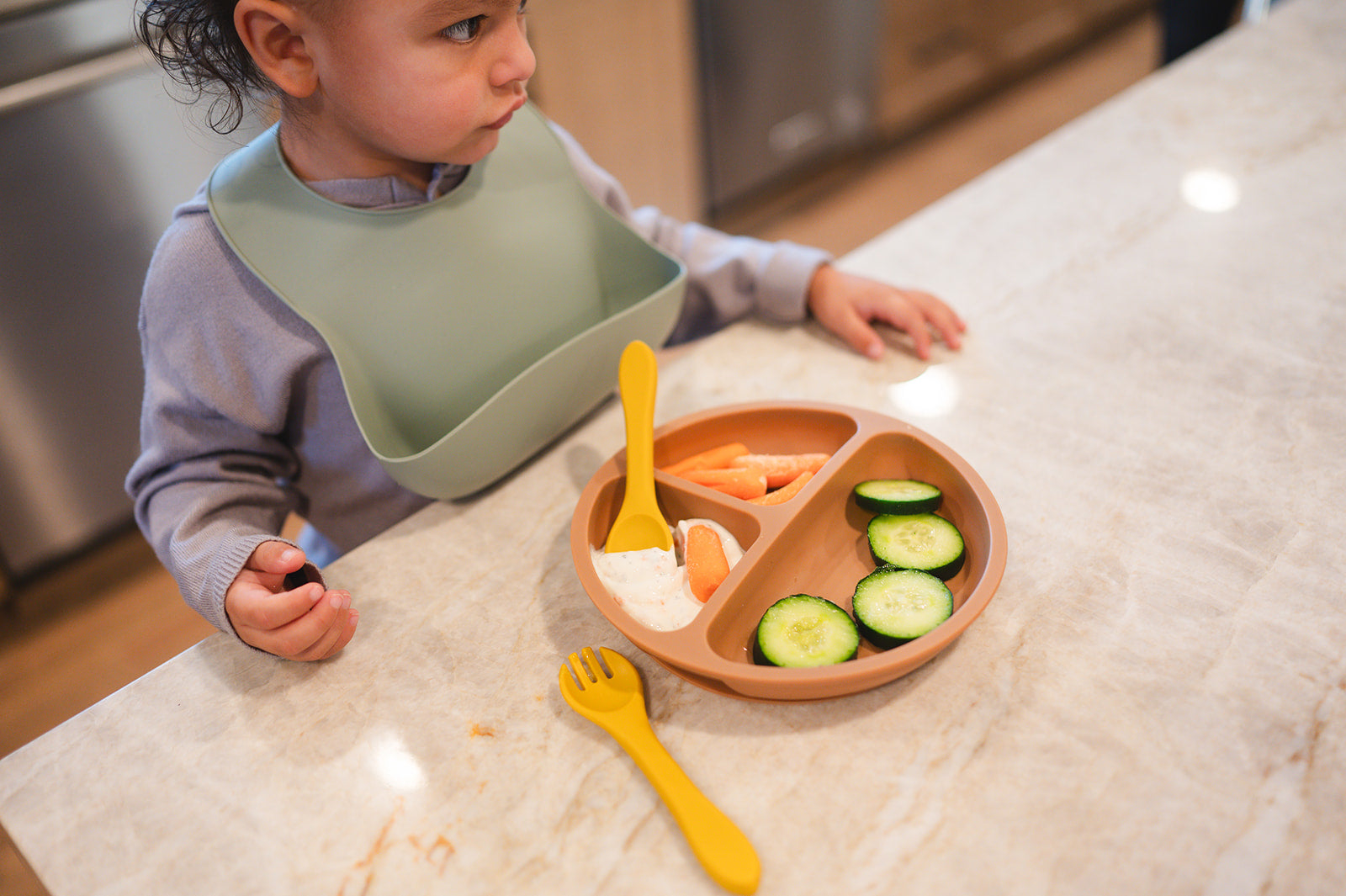 Sage Silicone Baby Bib