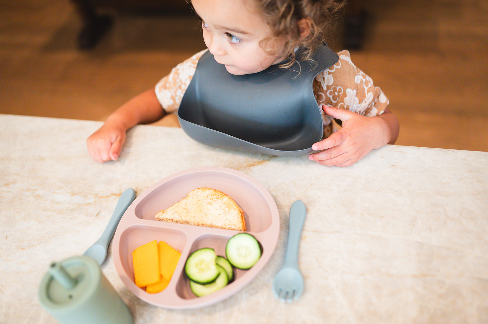 Charcoal Silicone Baby Bib