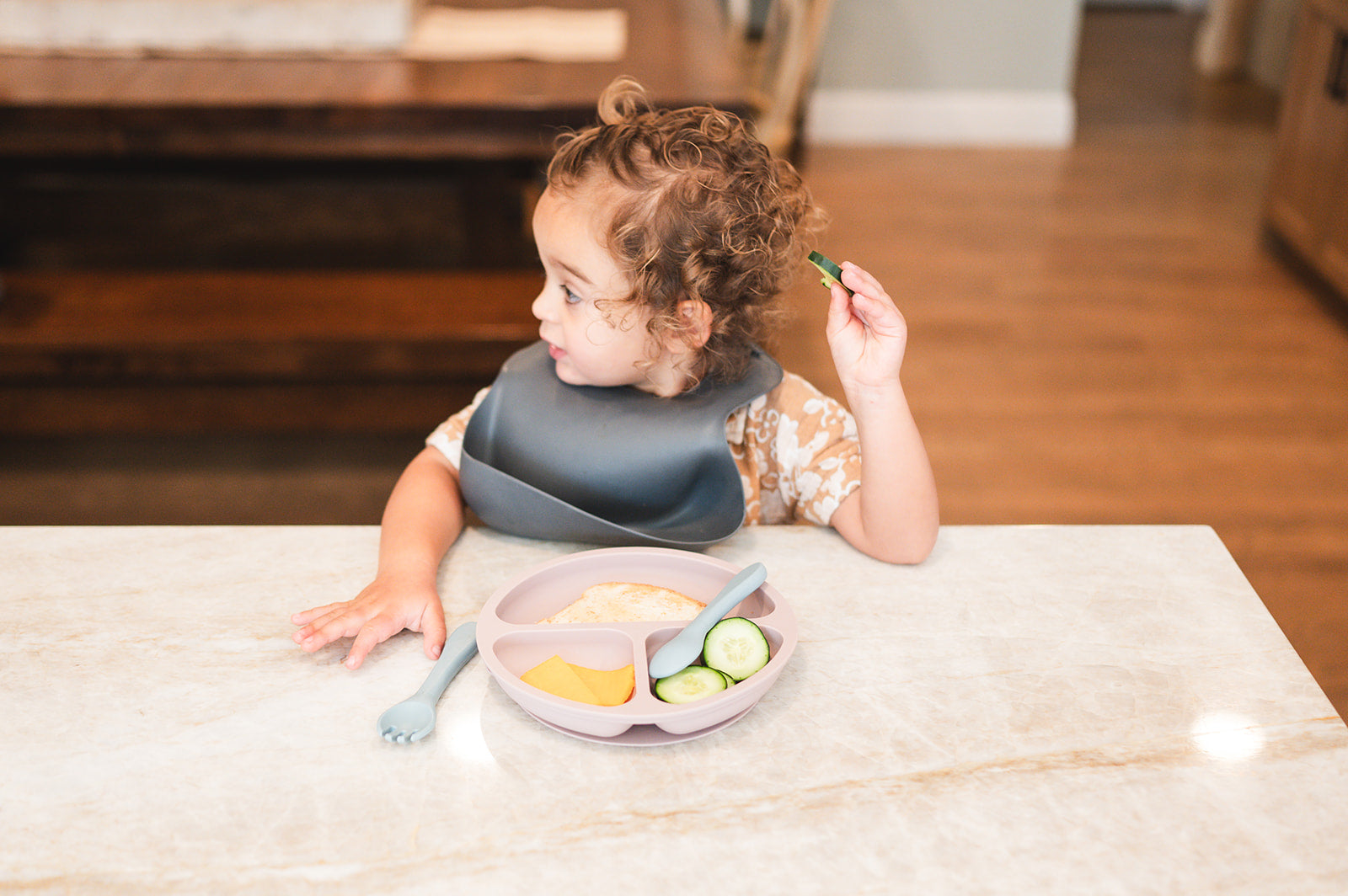 Charcoal Silicone Baby Bib