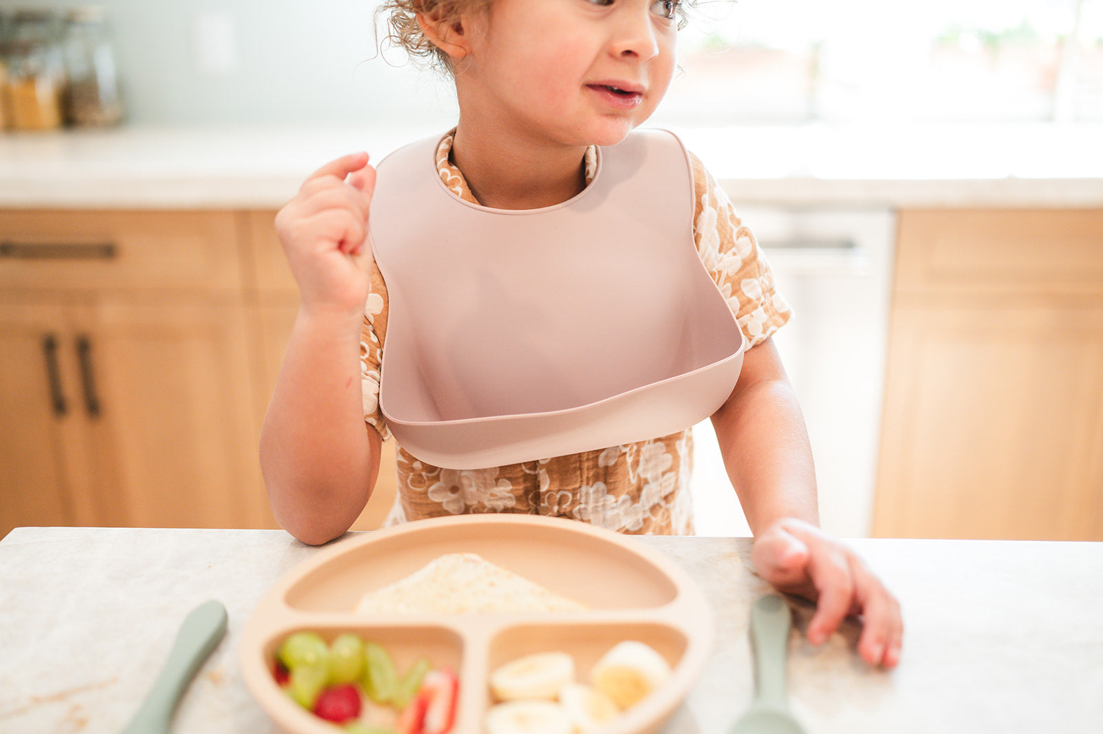 Dusty Rose Silicone Baby Bib