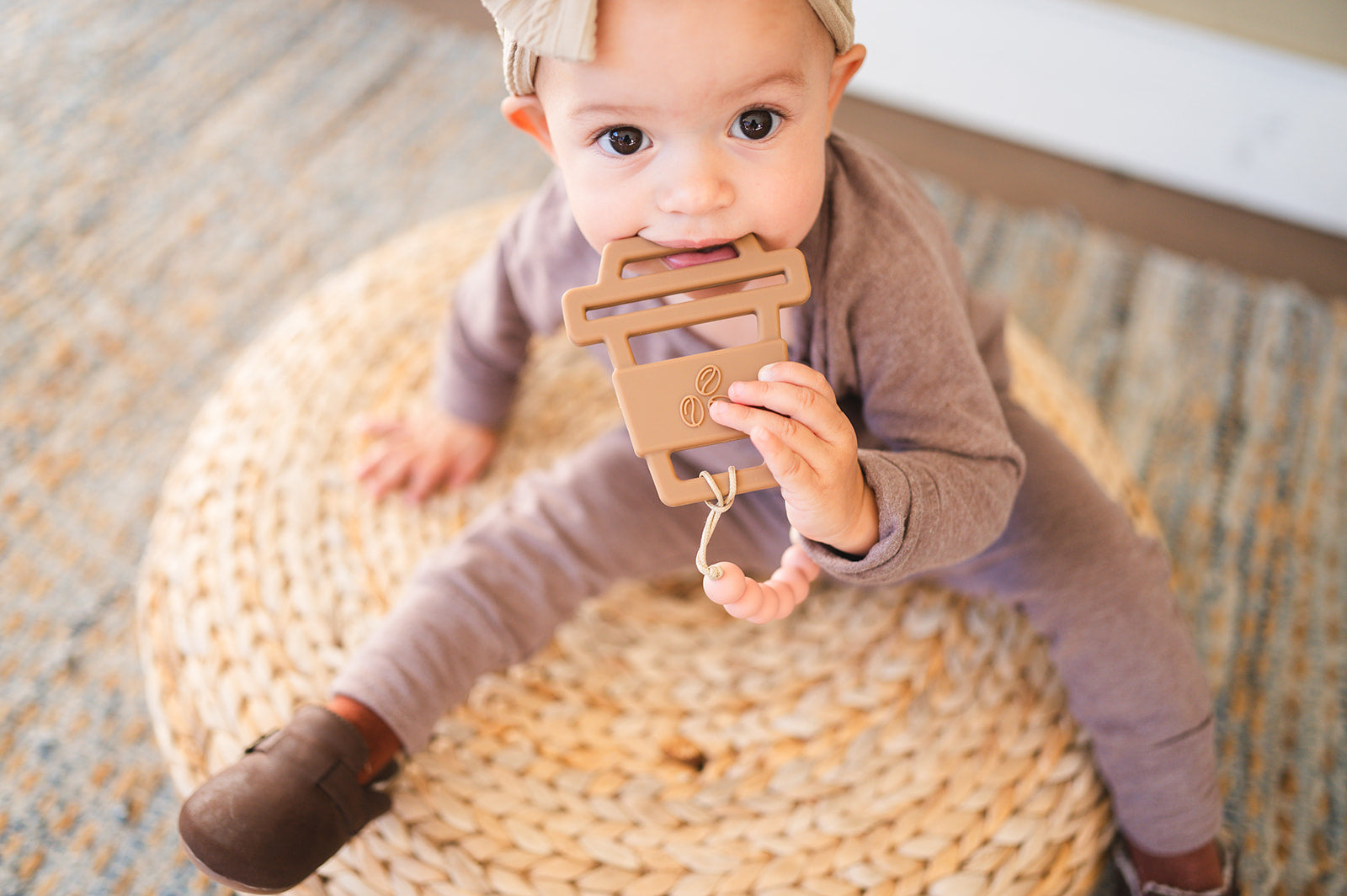 Blush Beaded Wooden & Silicone Pacifier Clip