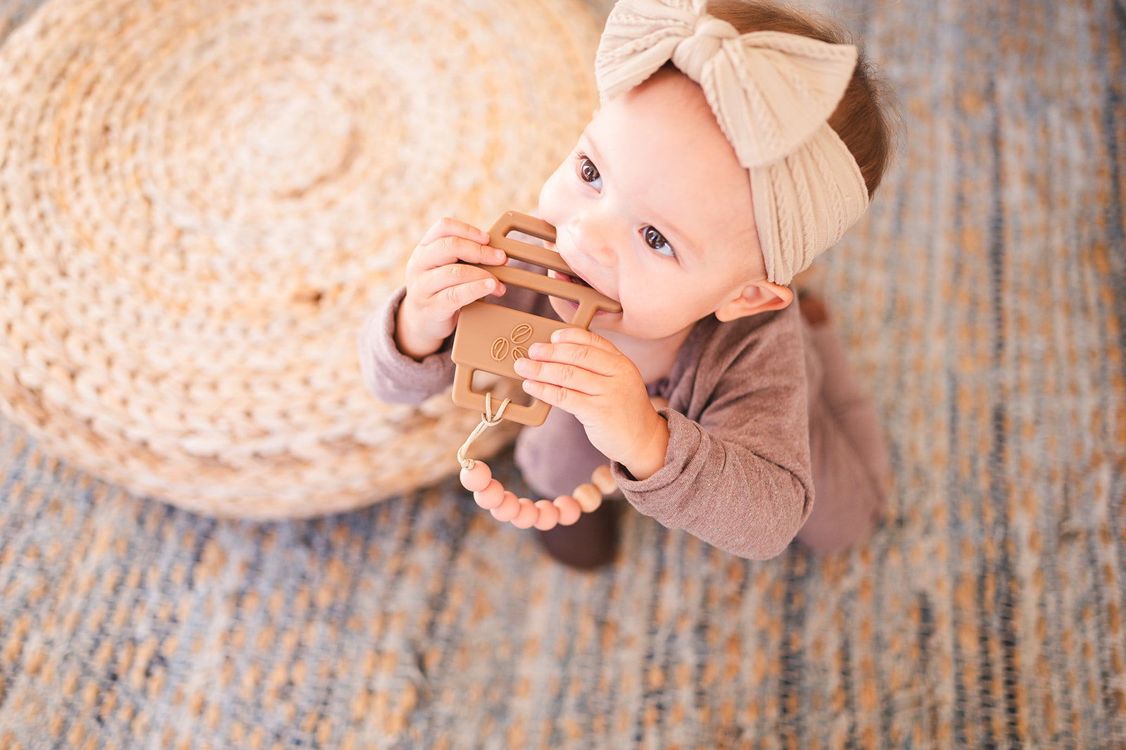 Blush Beaded Wooden & Silicone Pacifier Clip