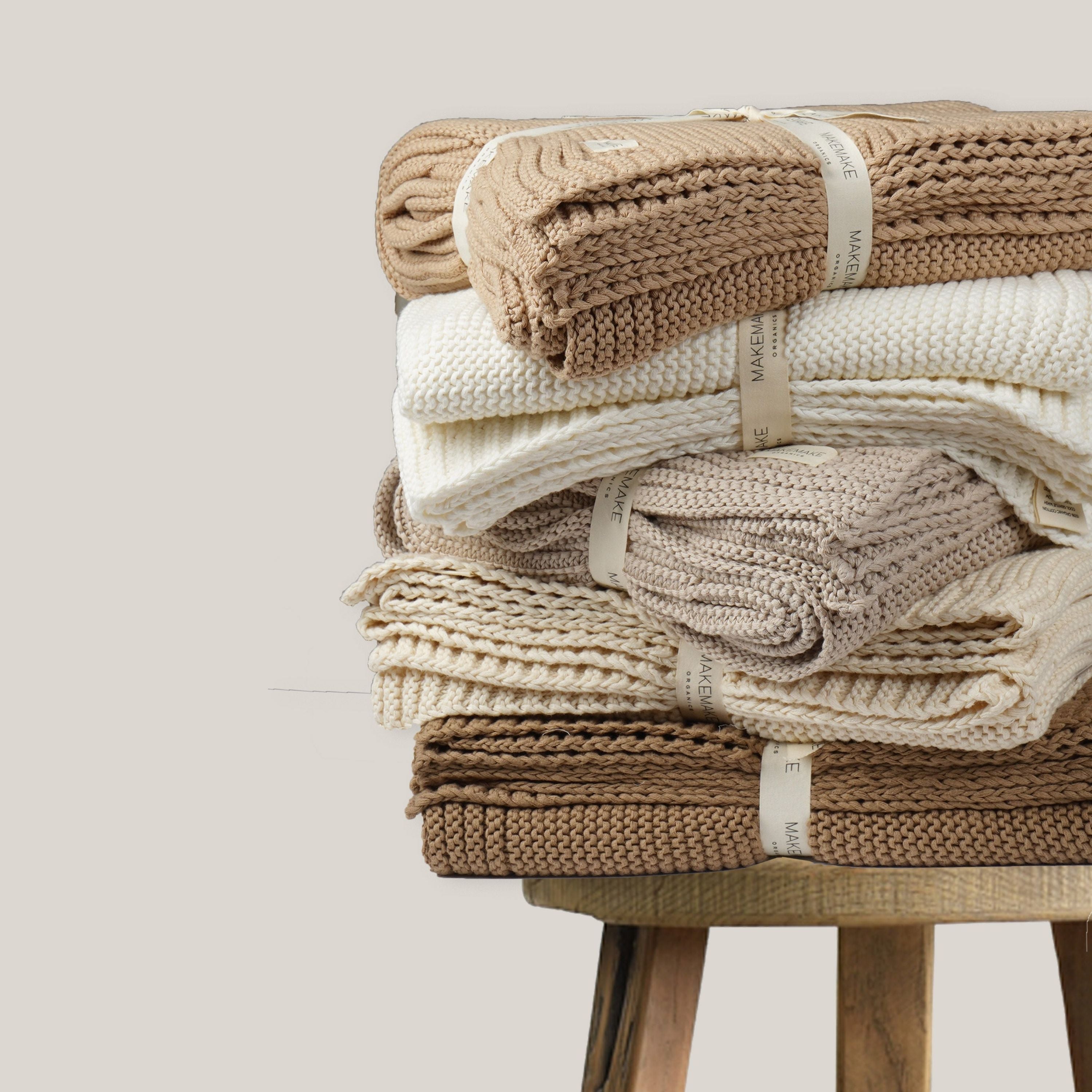 Organic Knit Throw Blanket - Beige