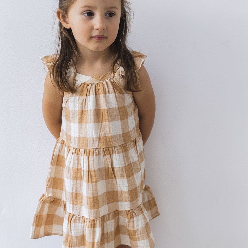 Gingham Dress - Caramel