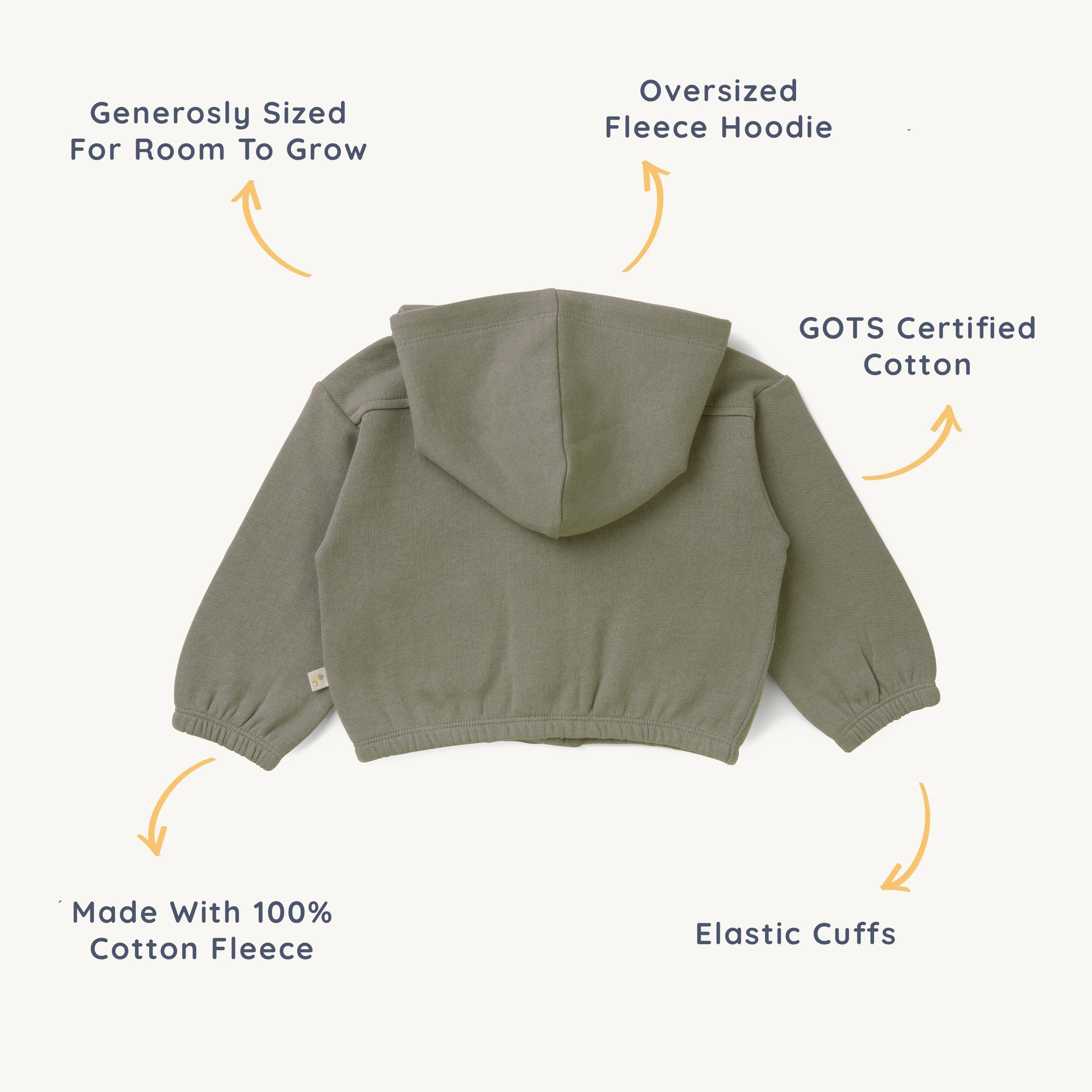 Organic Baby Toddler Hooded Jacket - Olive